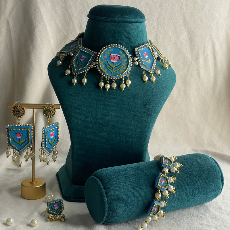 Handpainted  Jewellery (Necklace Set ) code - 047