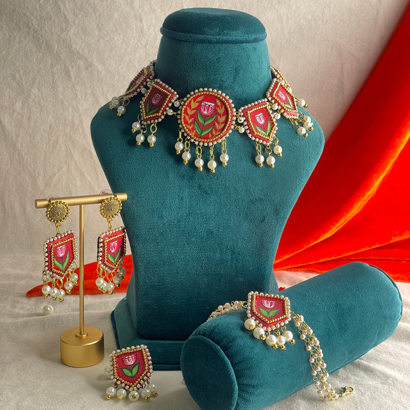 Handpainted  Jewellery (Necklace Set ) code - 060