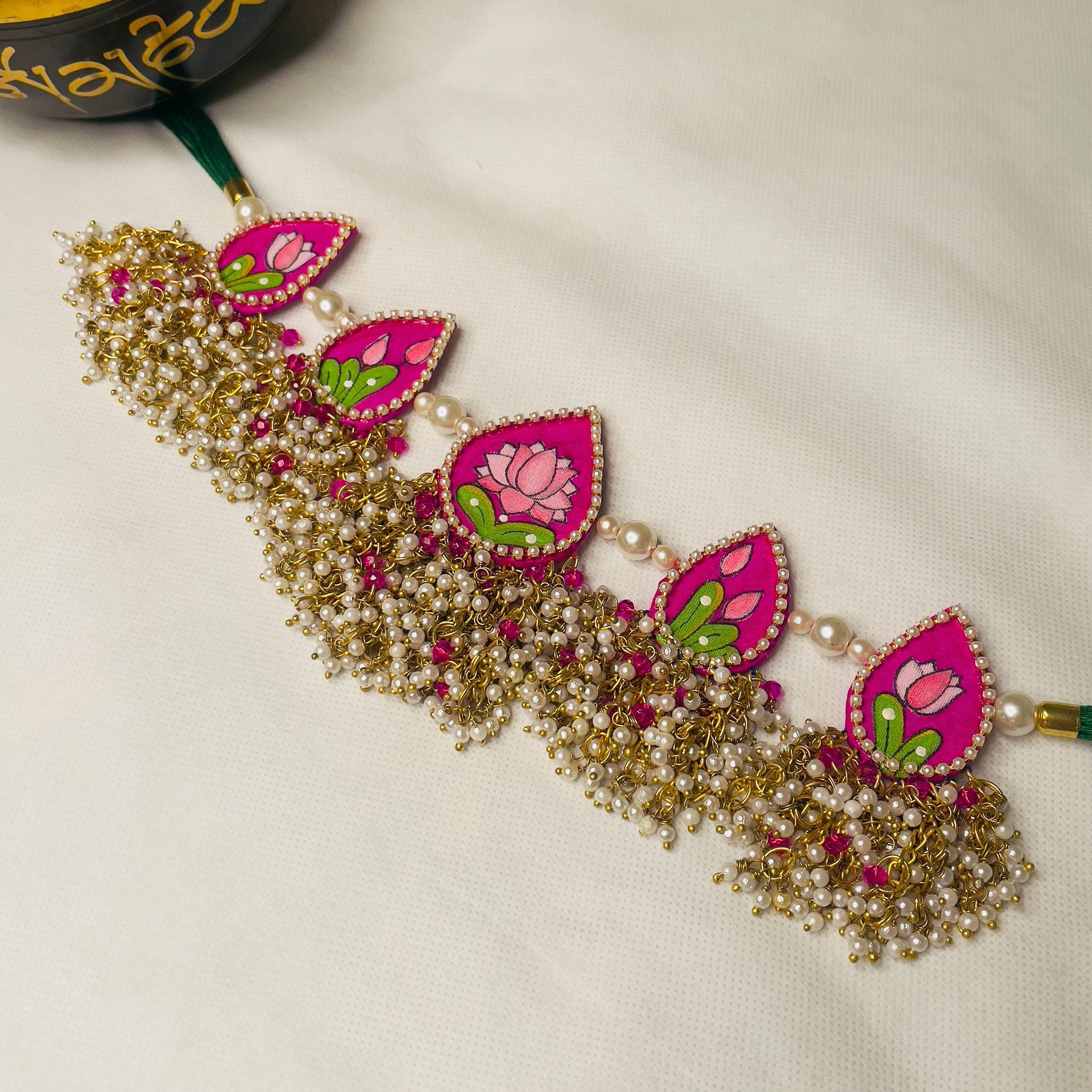 Amelia Handpainted Pink (Choker) - KHOJ.CITY