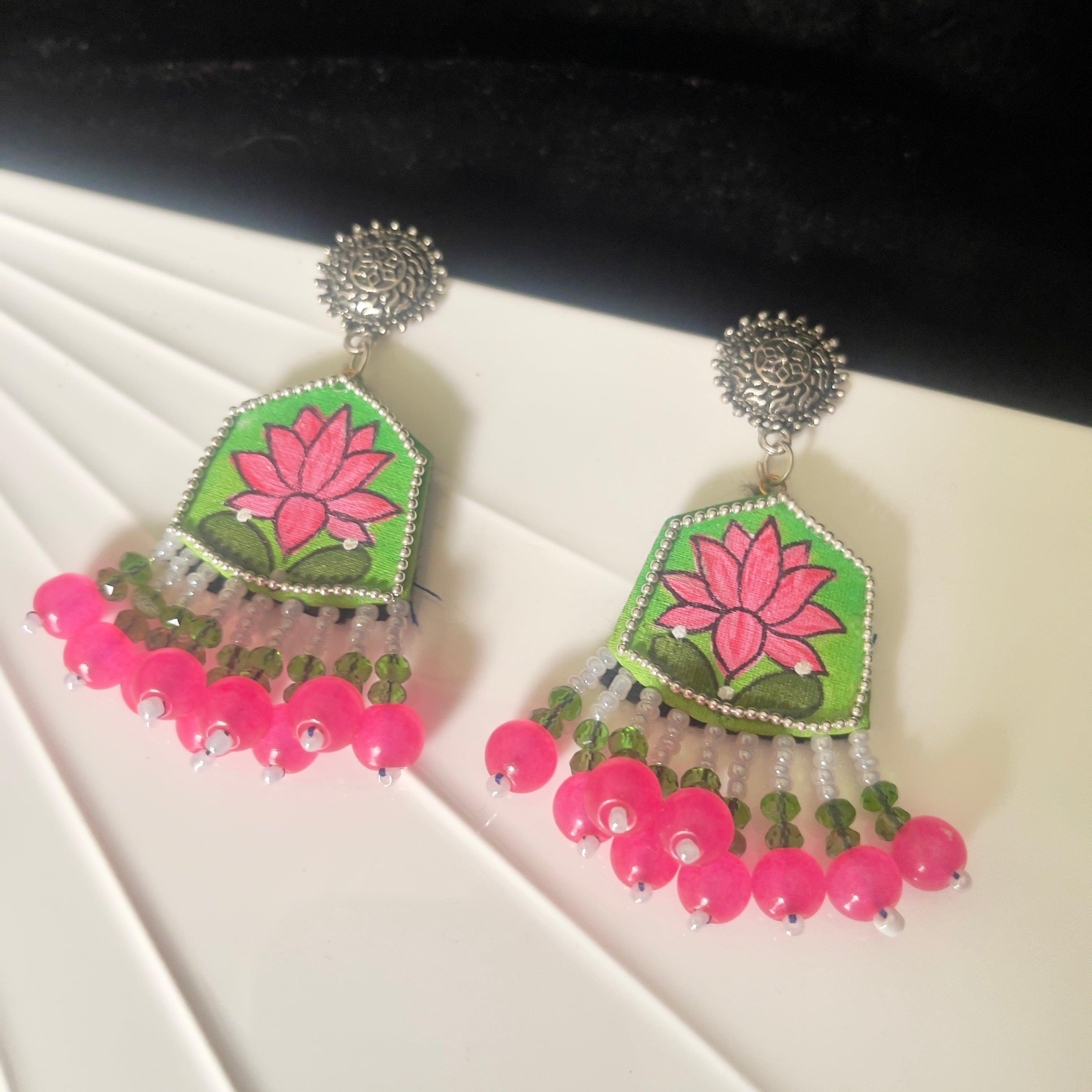 Amyra Handpainted Green (Earrings) - KHOJ.CITY