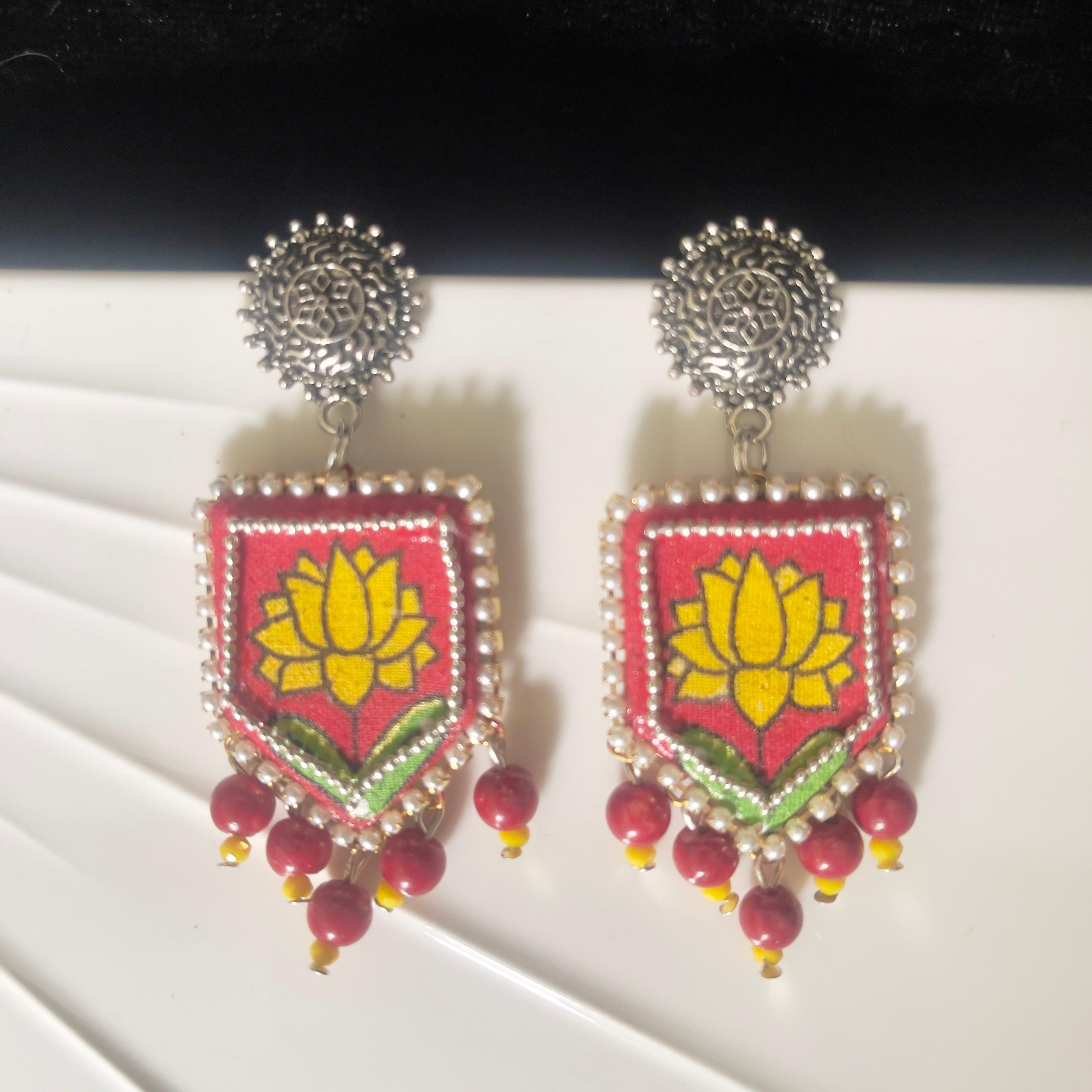 Braze Handpainted Red (Earrings) - KHOJ.CITY