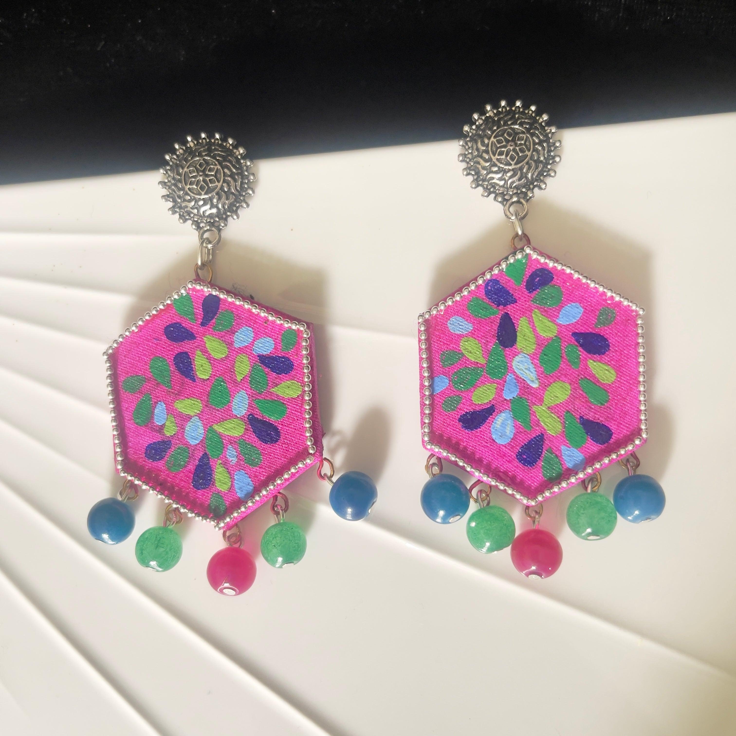 Butterfly Handpainted Pink (Earrings) - KHOJ.CITY