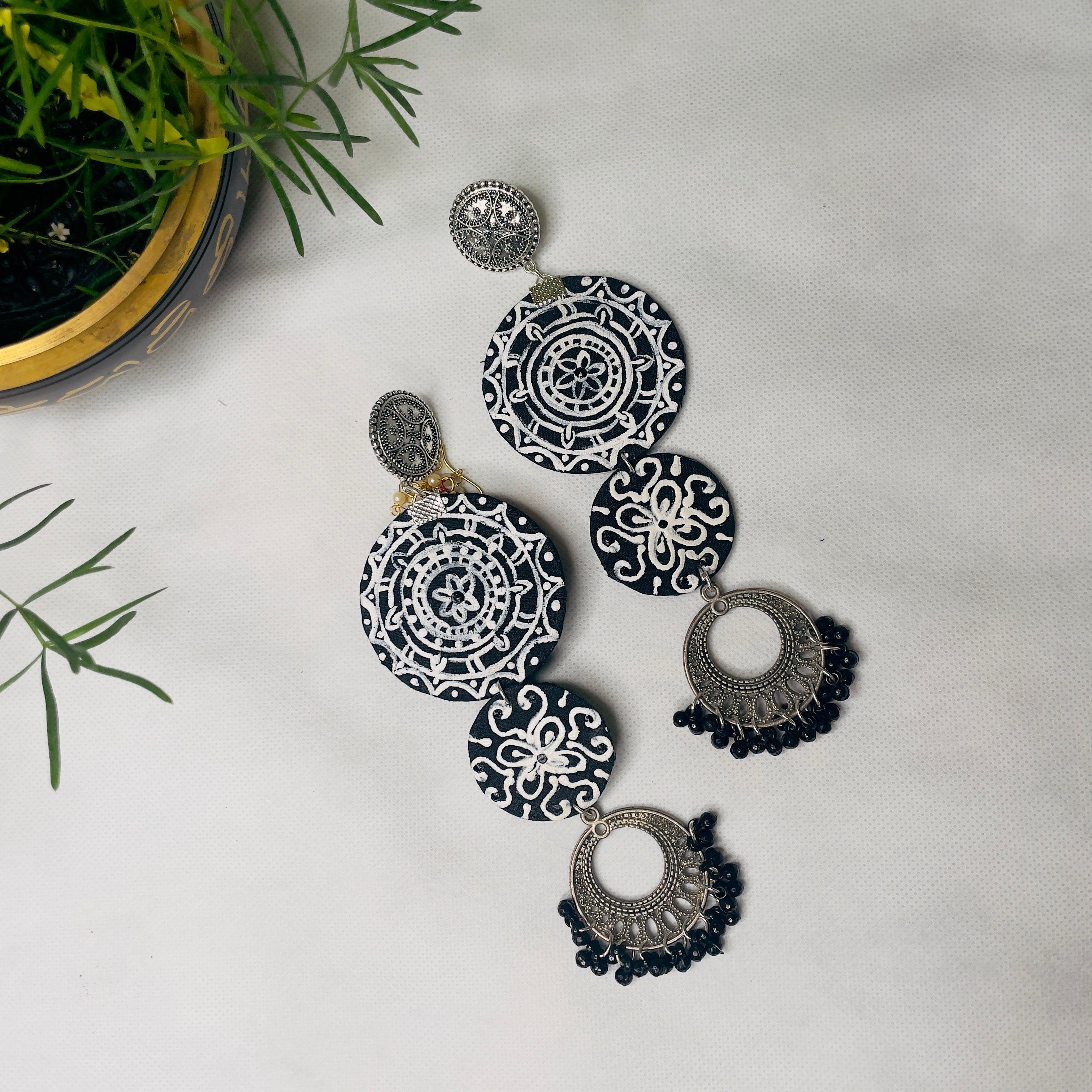 Dijul Handpainted Black (Earrings) - KHOJ.CITY