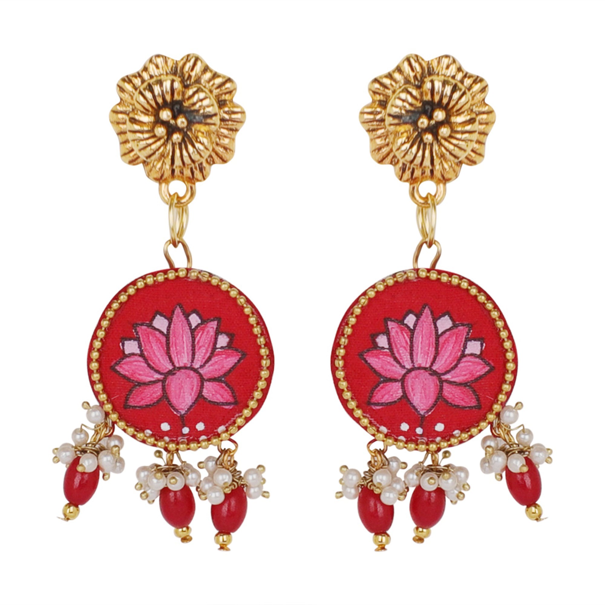 khoj city Aasiya Traditional Multi Color Hand Painted Drop (Earrings) HP-ER-002