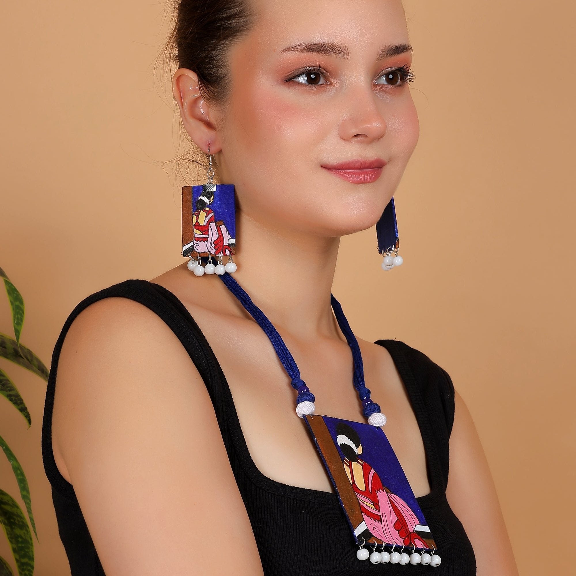 khoj city Abstract Bohemian Multi Color Hand Painted (Necklace set) HP-NP-167