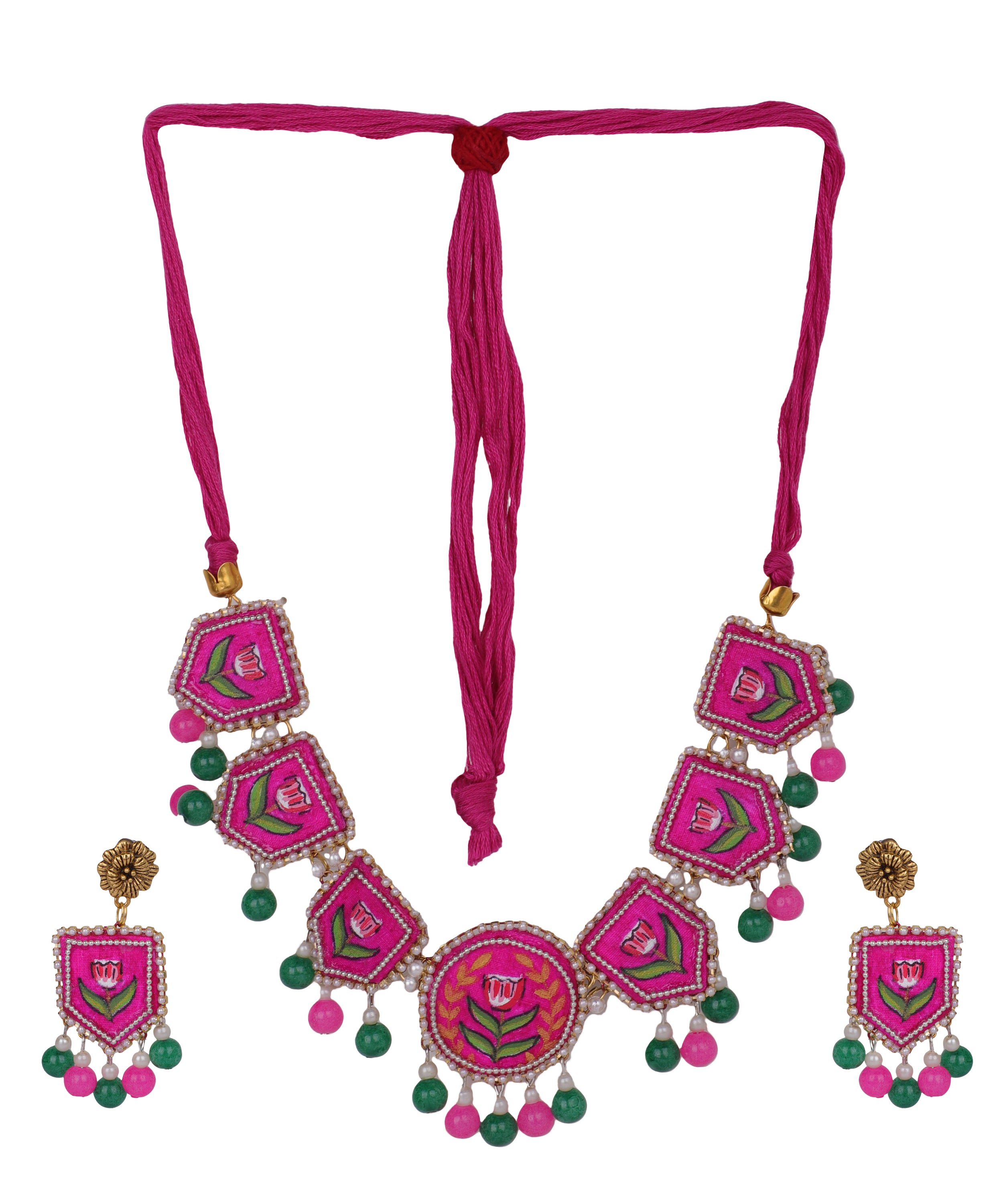 khoj city Acacia Bohemian Multi Color Hand Painted (Necklace/Choker set) HP-NP-169