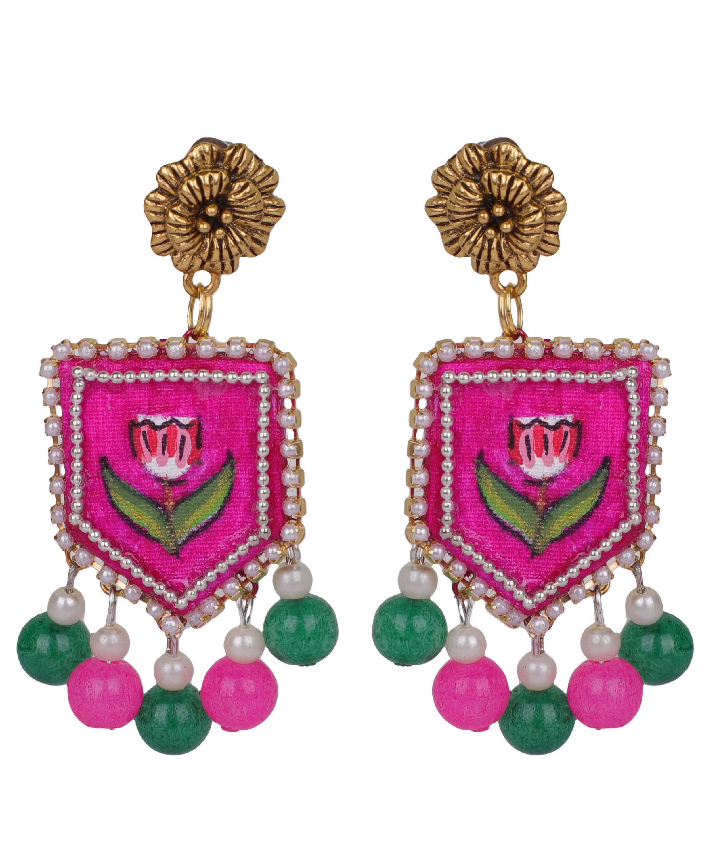 khoj city Acacia Traditional Multi Color Hand Painted Drop (Earrings) HP-ER-004