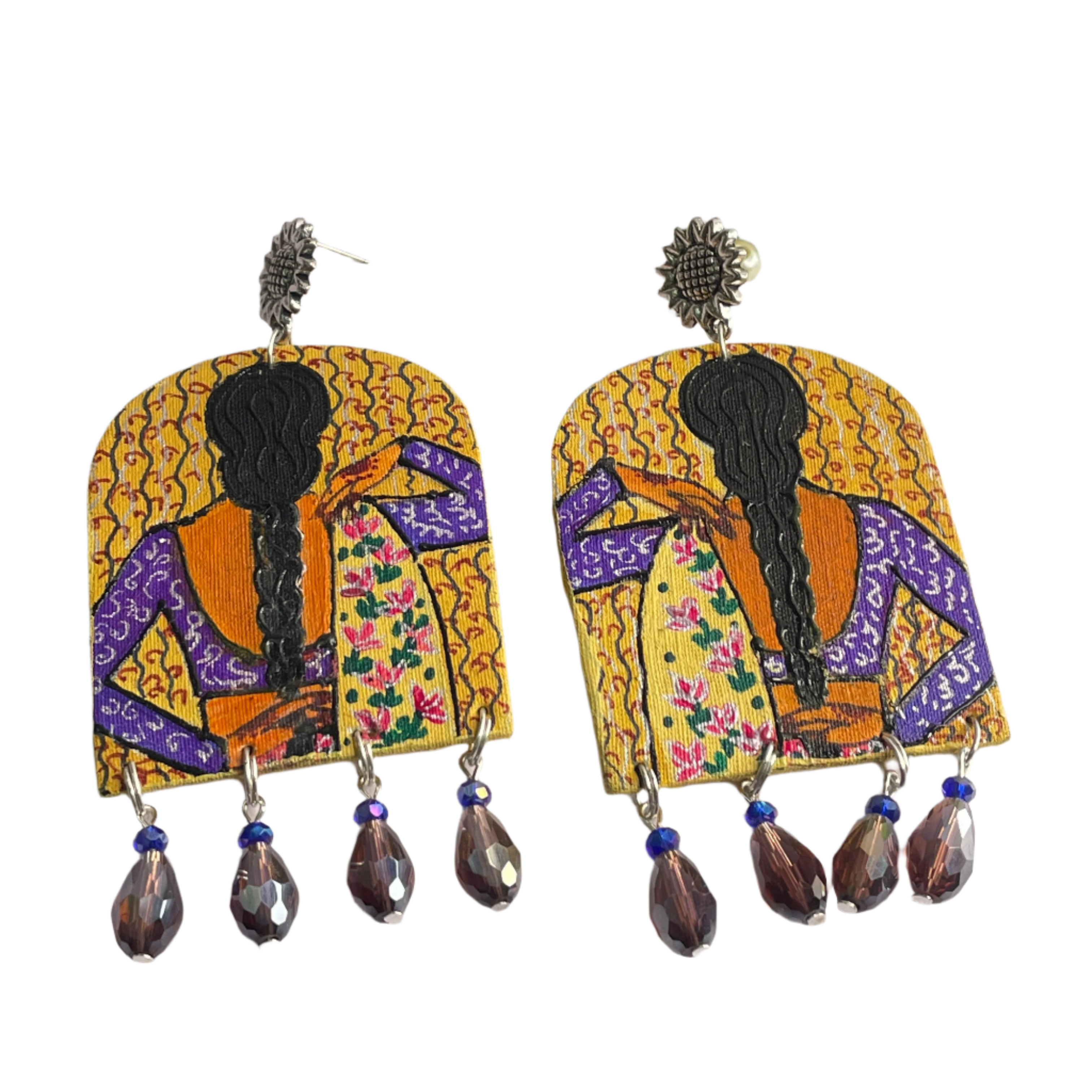 khoj city Ada Urban Naari Bohemian Multi Color Hand Painted Drop (Earrings) HP-ER-196