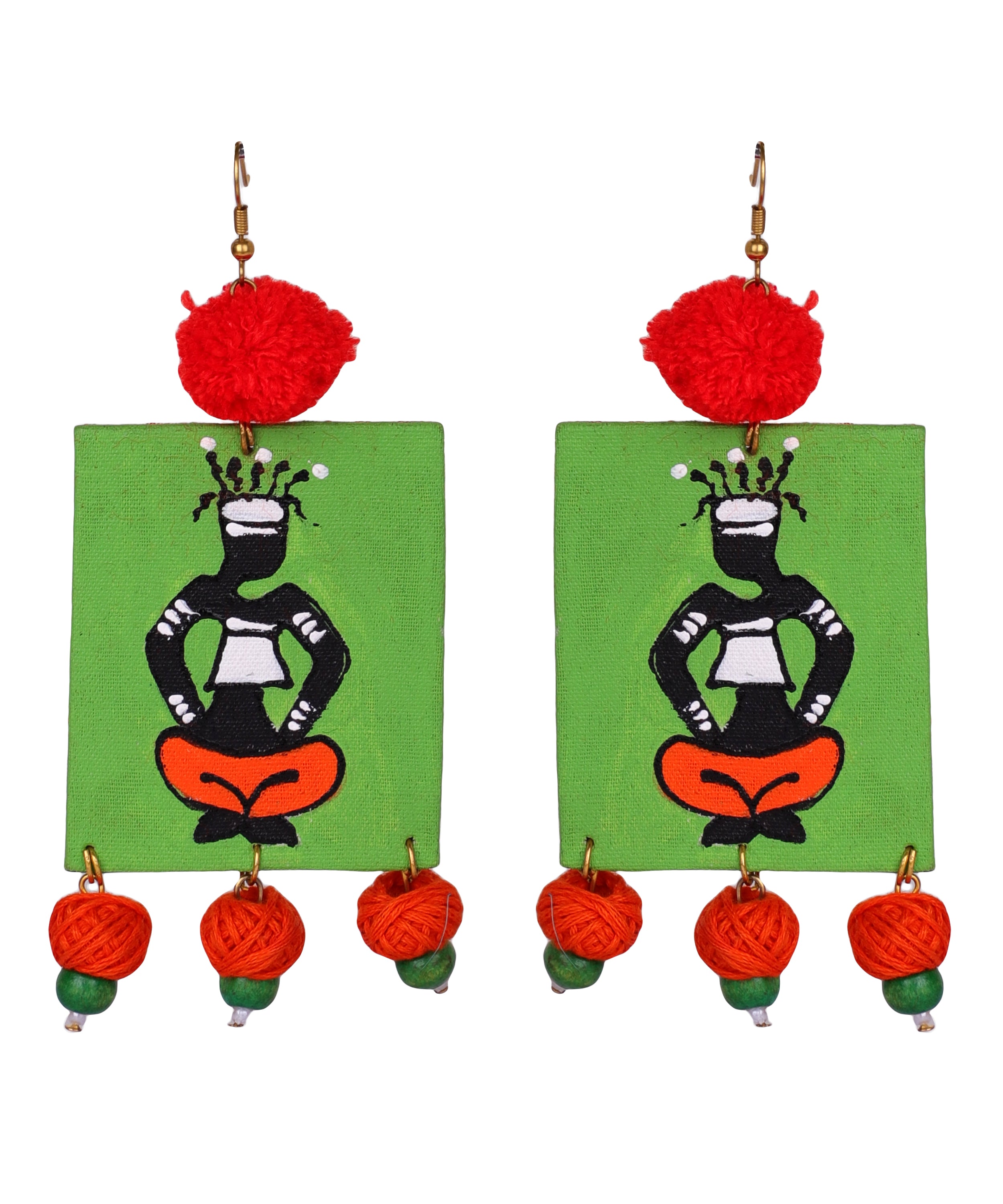 khoj city Akina Momma Modern Multi Color Hand Painted Drop (Earrings) HP-ER-008