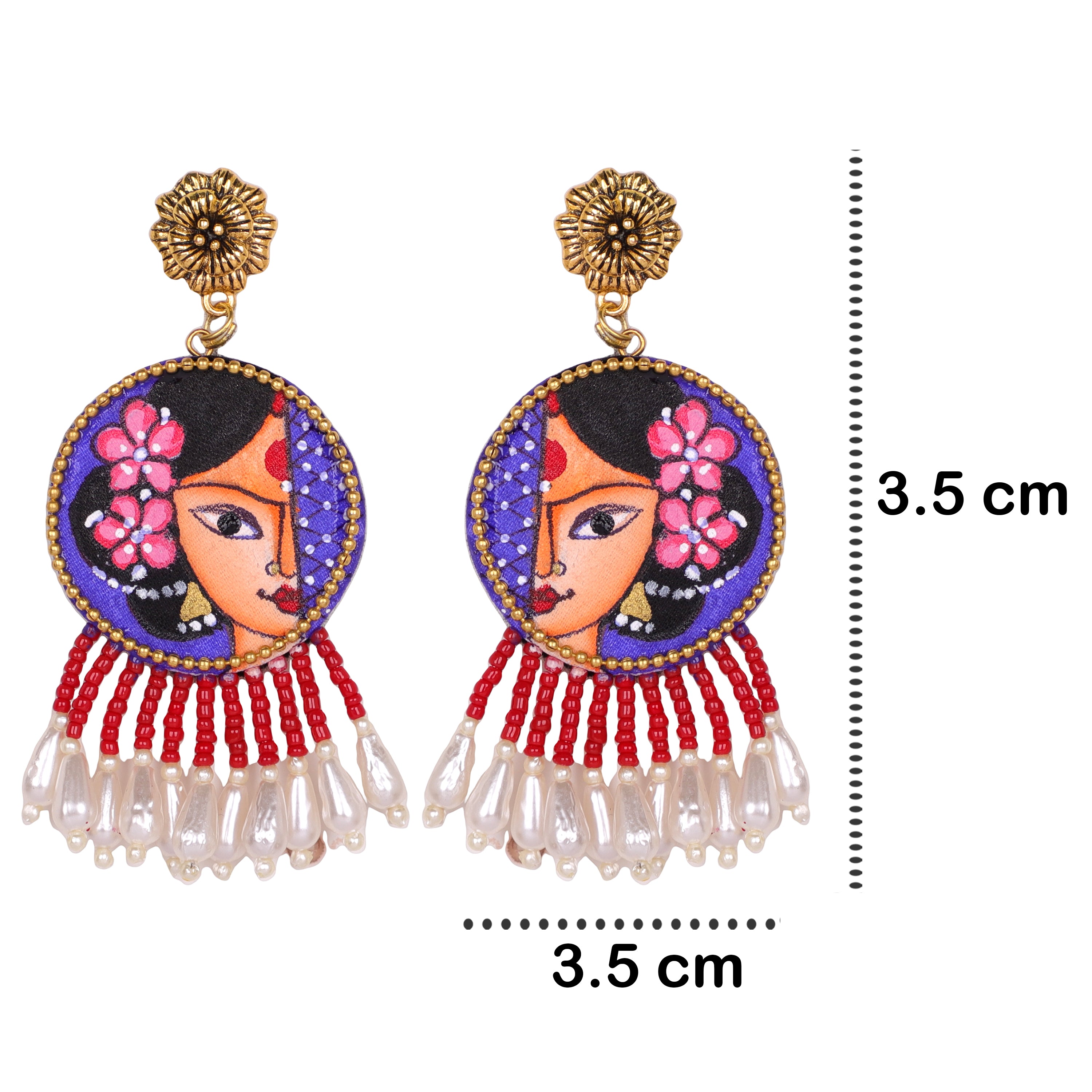 khoj city Amyah Traditional Multi Color Hand Painted Drop (Earrings) HP-ER-014