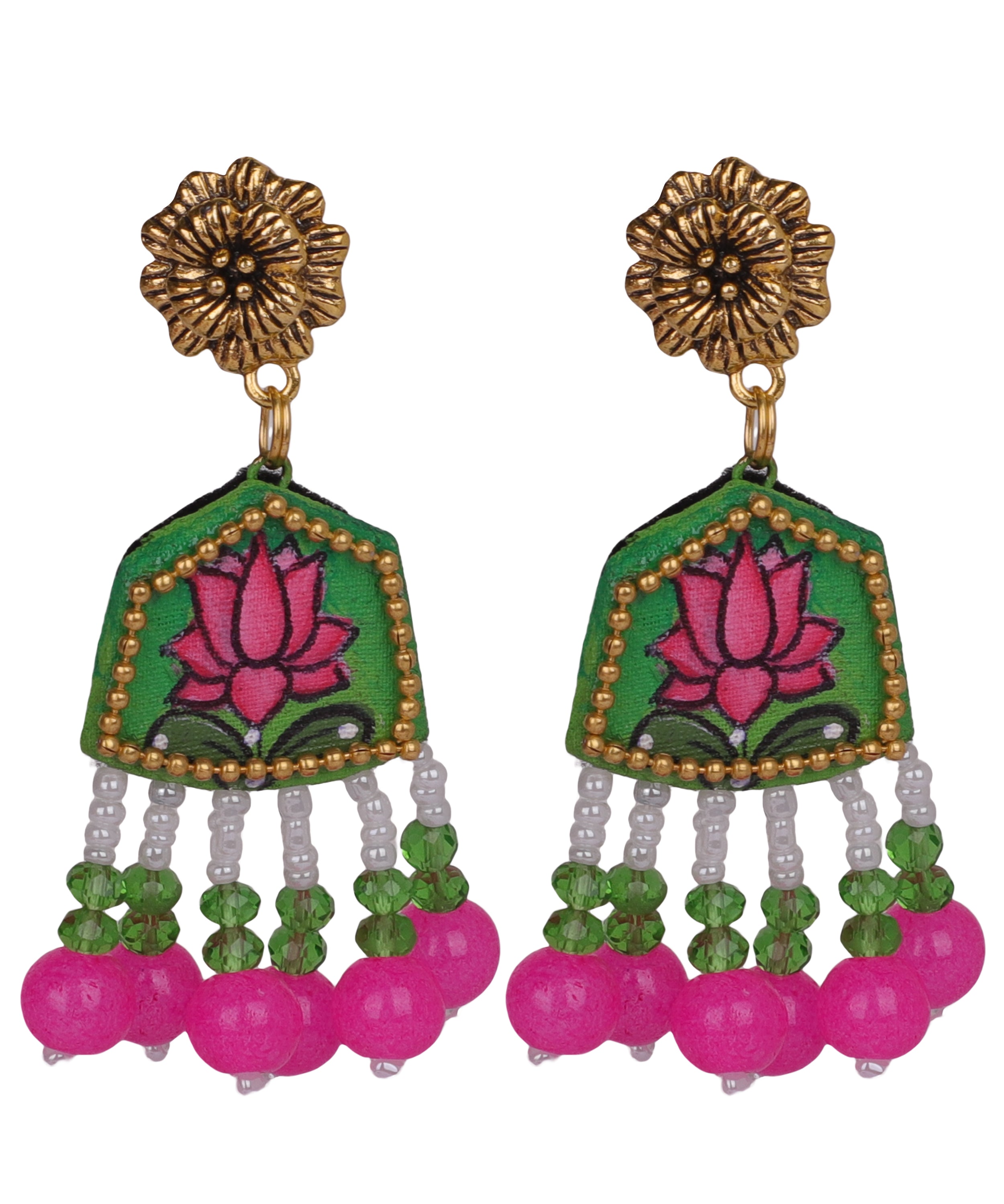 khoj city Amyra Traditional Multi Color Hand Painted Drop (Earrings) HP-ER-015