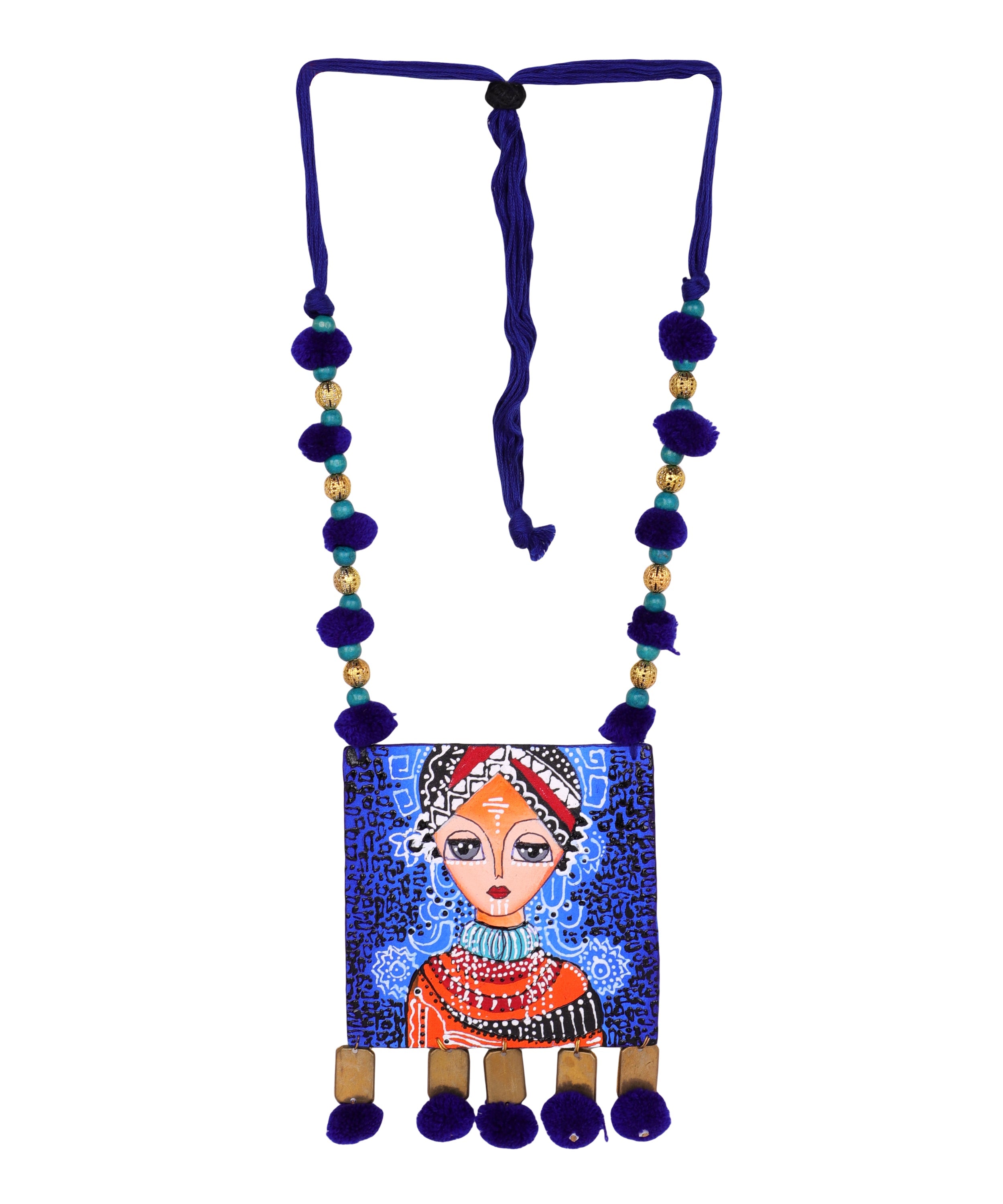 khoj city Aqua Marina Classic Multi Color Hand Painted (Necklace) HP-NP-120