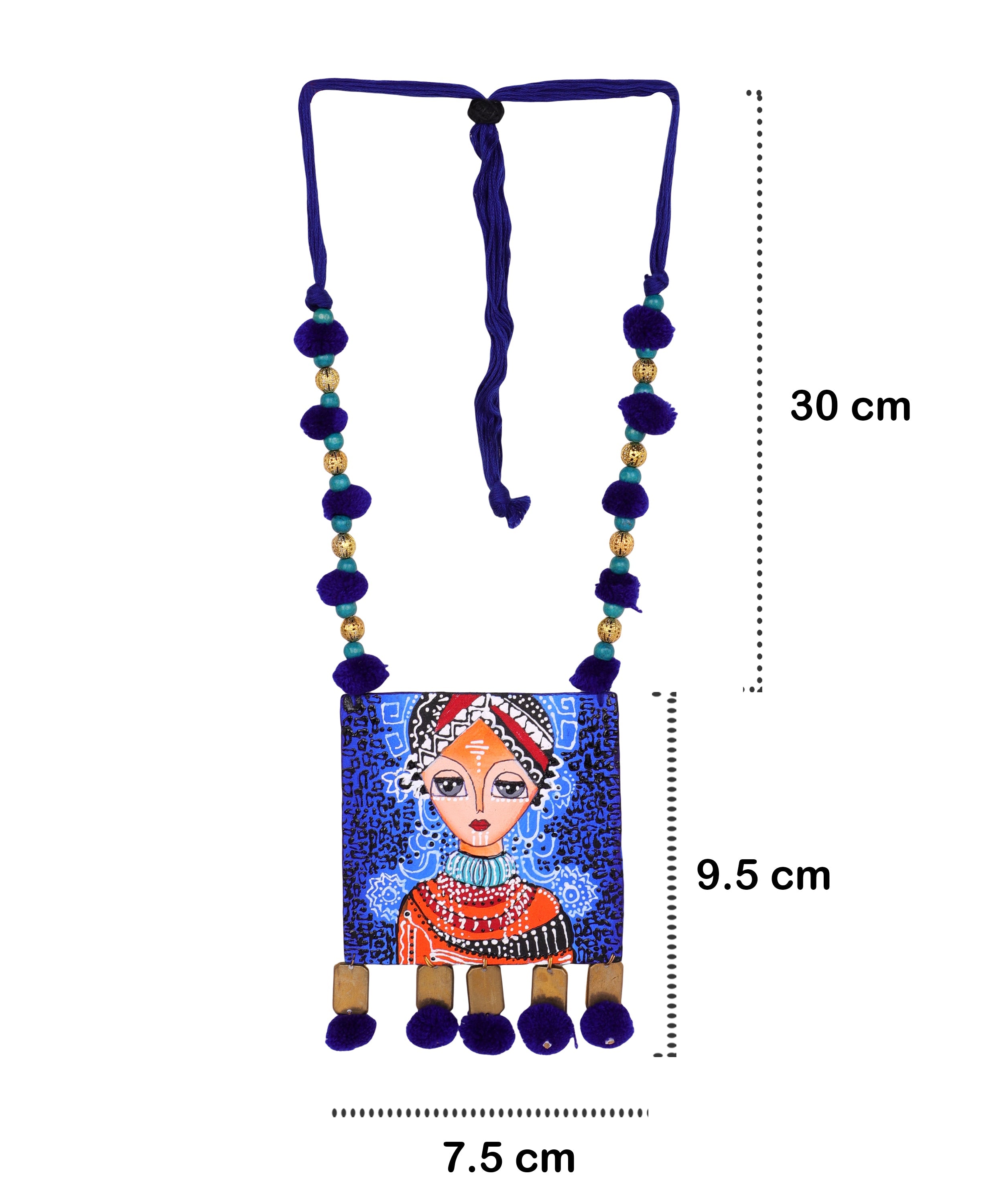 khoj city Aqua Marina Classic Multi Color Hand Painted (Necklace) HP-NP-120