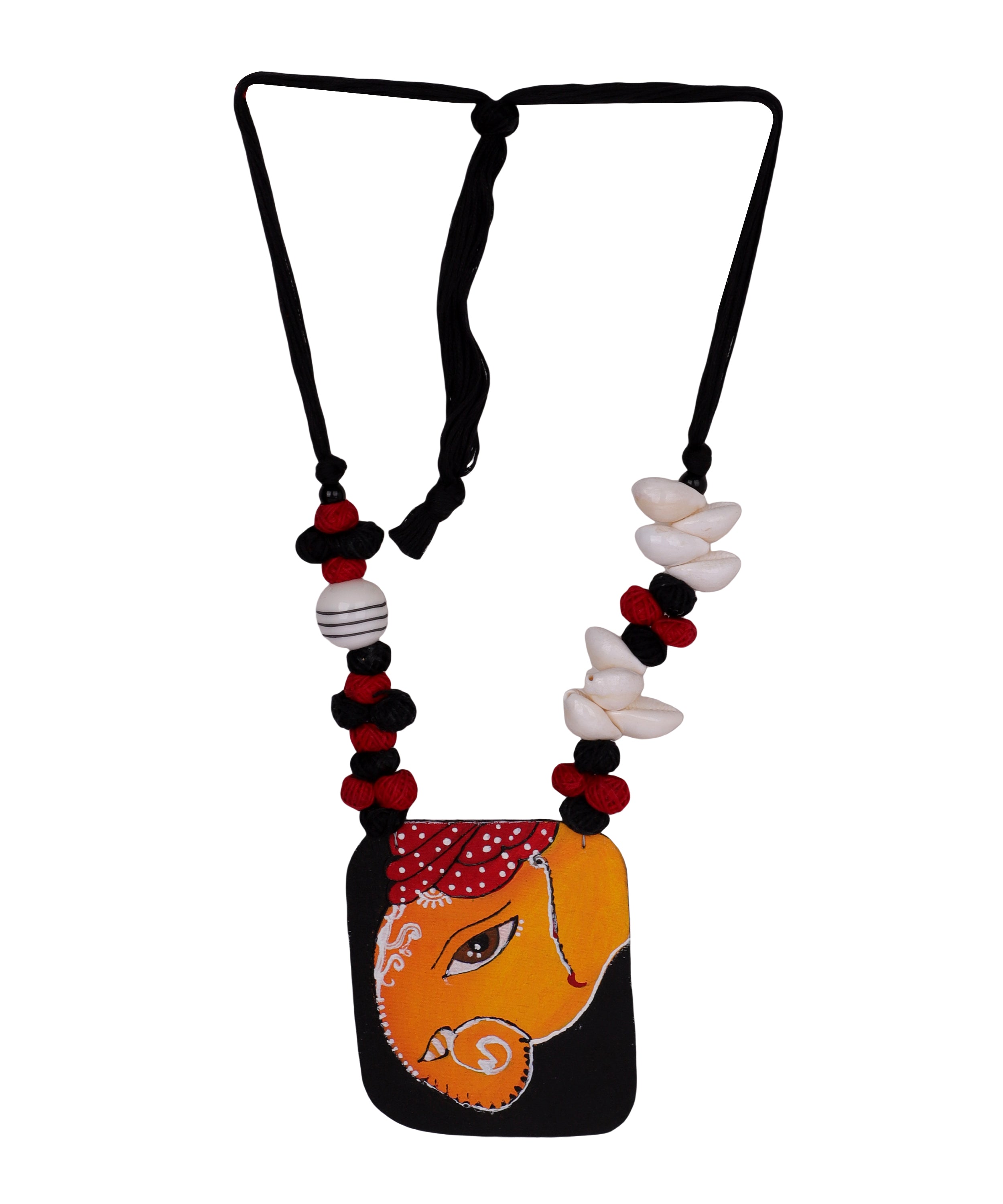 khoj city Avnish Mumbai cha Ganesha Traditional Multi Color Hand Painted (Necklace set) HP-NP-138