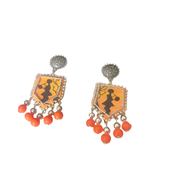 khoj city Bali Handpainted Orange (Earrings)