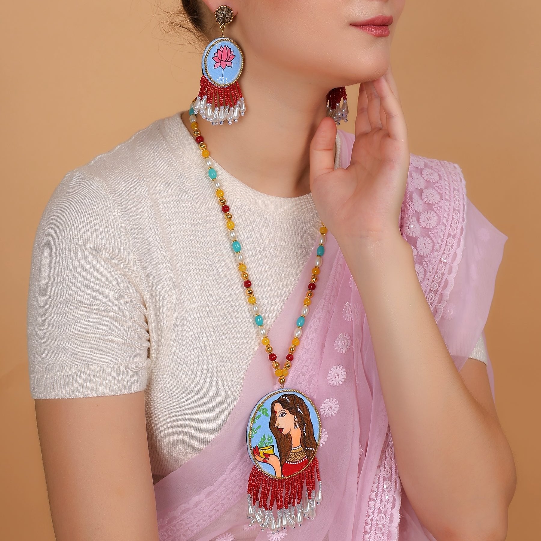 khoj city Bhoomi Classic Multi Color Hand Painted (Necklace set) HP-NP-009