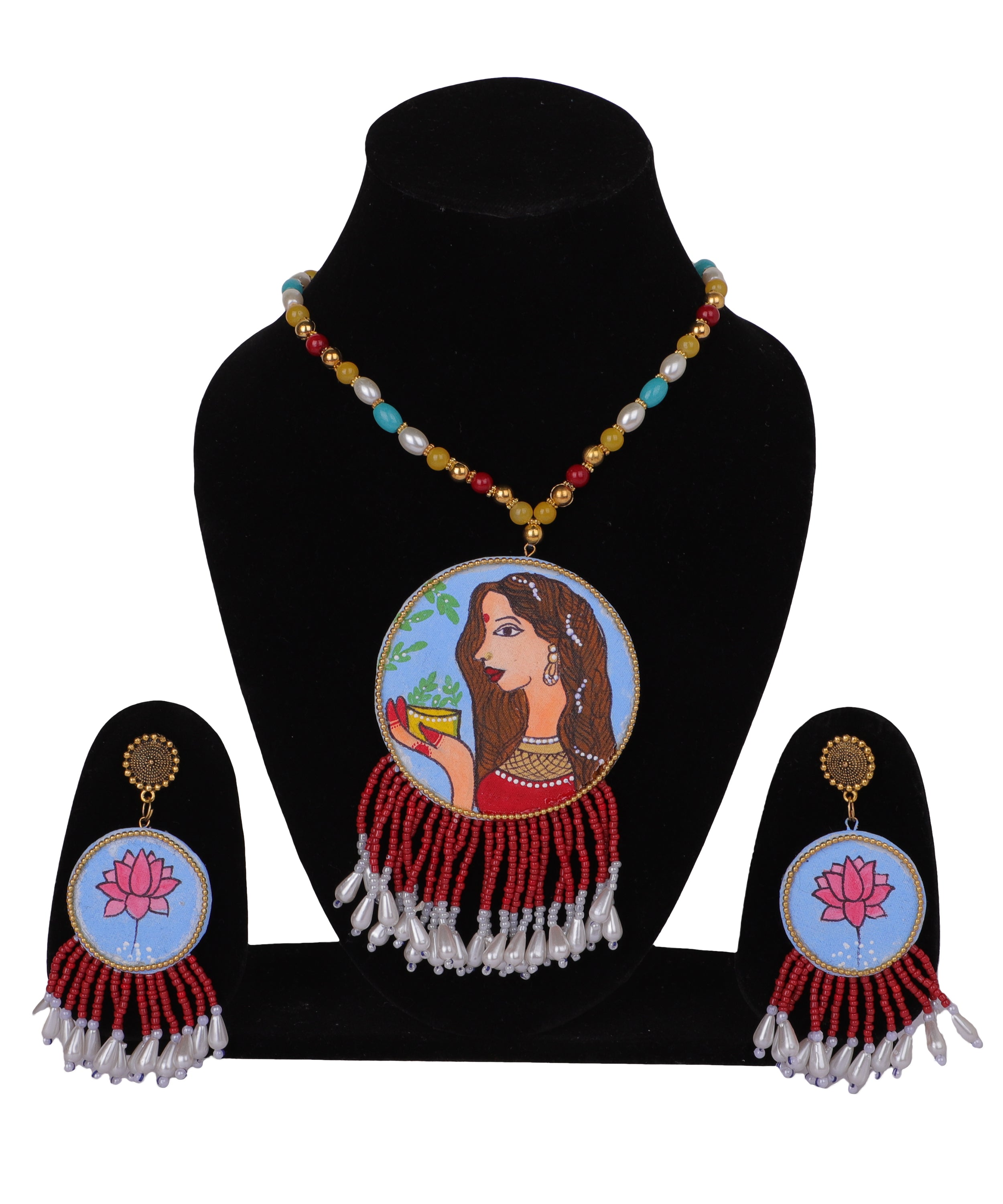 khoj city Bhoomi Classic Multi Color Hand Painted (Necklace set) HP-NP-009