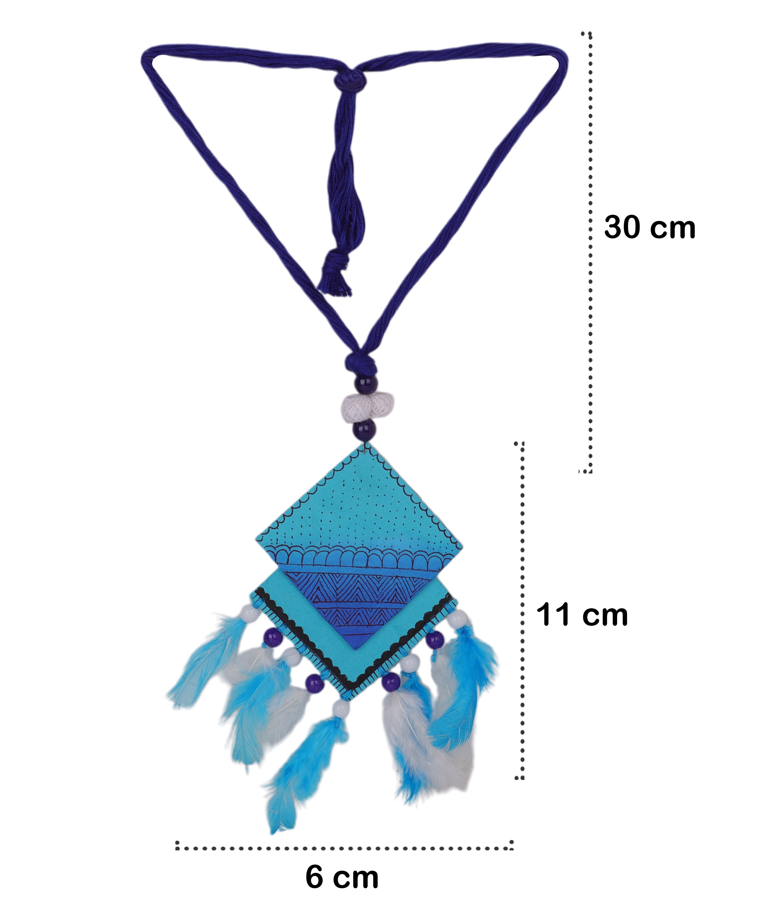 khoj city Bleu Plumage Bohemian Multi Color Hand Painted (Necklace) HP-NP-010