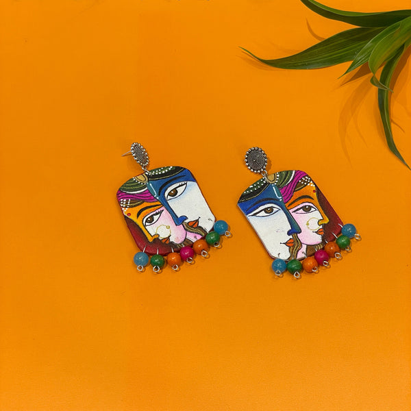 khoj city Brij ke Kanha (Handpainted Earrings) - 038