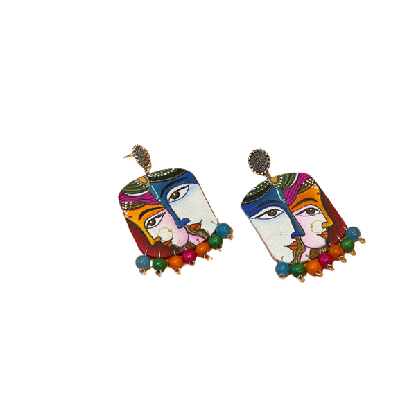 khoj city Brij ke Kanha (Handpainted Earrings) - 038