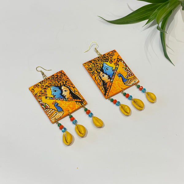 khoj city Brij ke Kanha (Handpainted Earrings) - 045