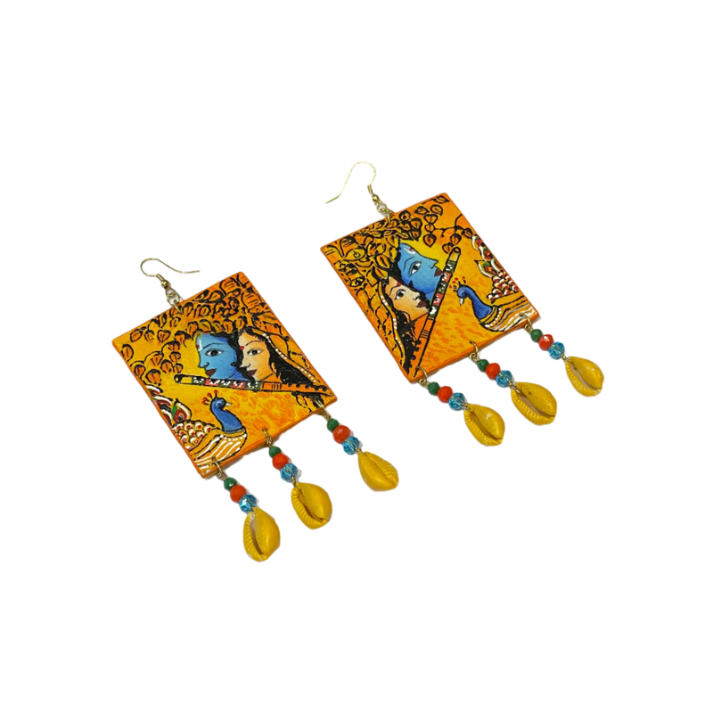 khoj city Brij ke Kanha (Handpainted Earrings) - 045