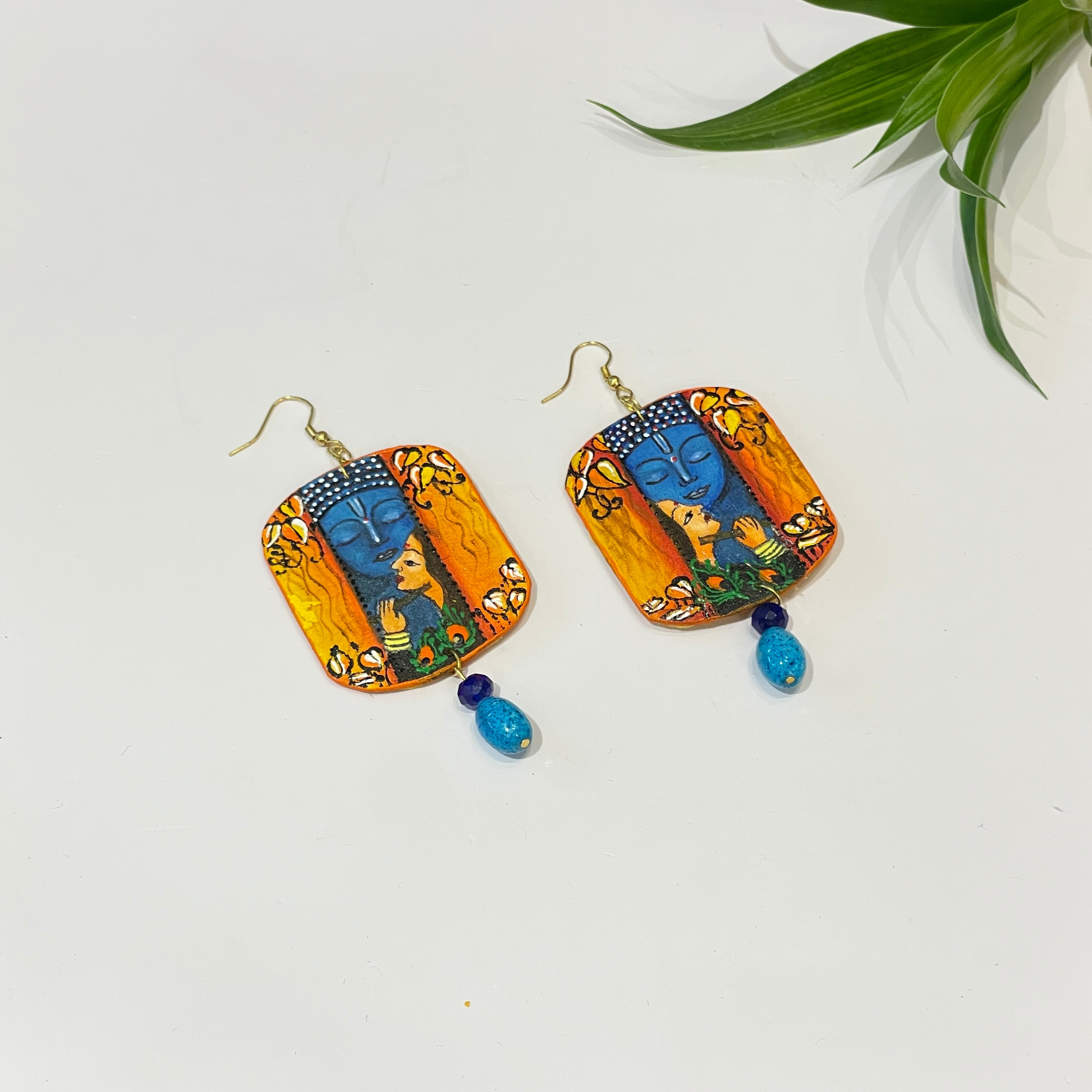 khoj city Brij ke Kanha (Handpainted Earrings) - 046