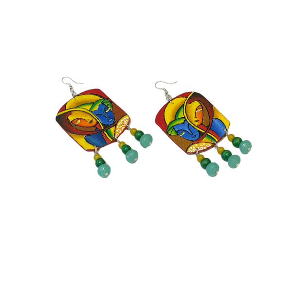 khoj city Brij ke Kanha (Handpainted Earrings) - 047