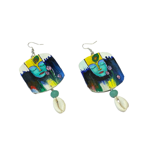 khoj city Brij ke Kanha (Handpainted Earrings) - 048