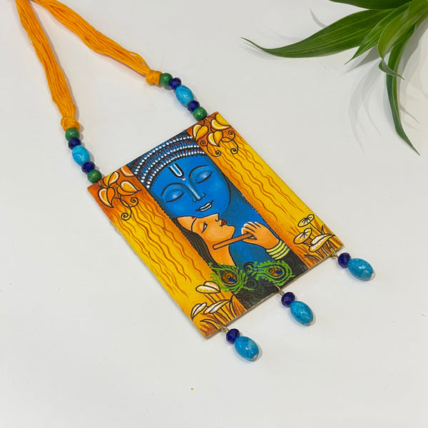 khoj city Brij ke Kanha (Handpainted Necklace) - 042