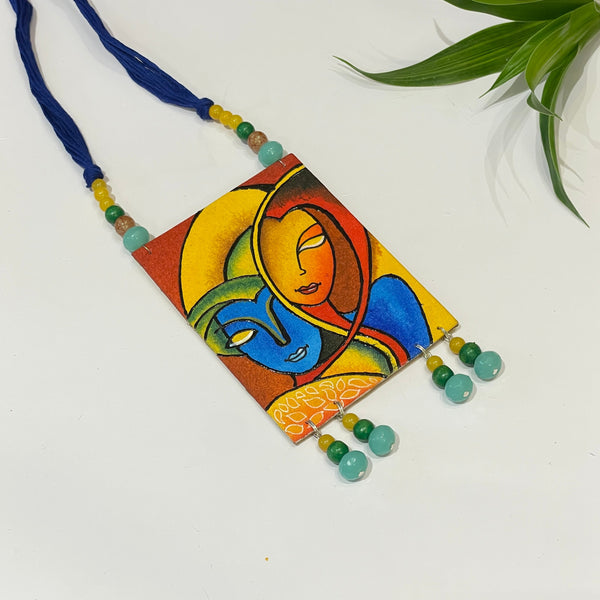 khoj city Brij ke Kanha (Handpainted Necklace) - 043