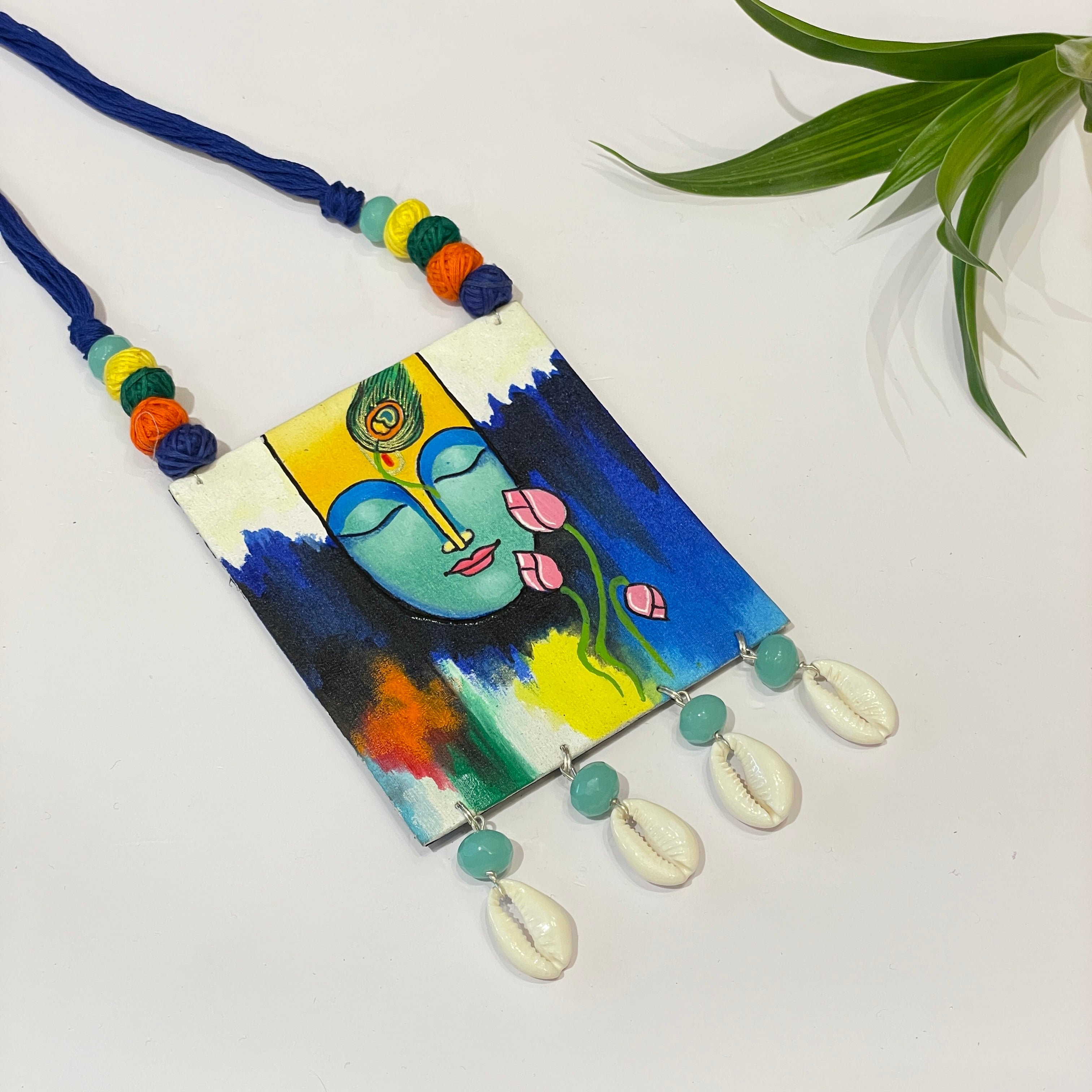 khoj city Brij ke Kanha (Handpainted Necklace) - 044