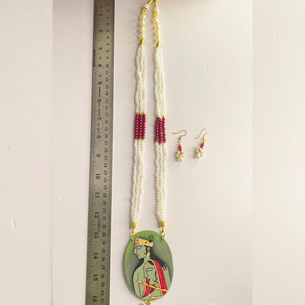 khoj city Brij ke Kanha (Handpainted Necklace) - 055