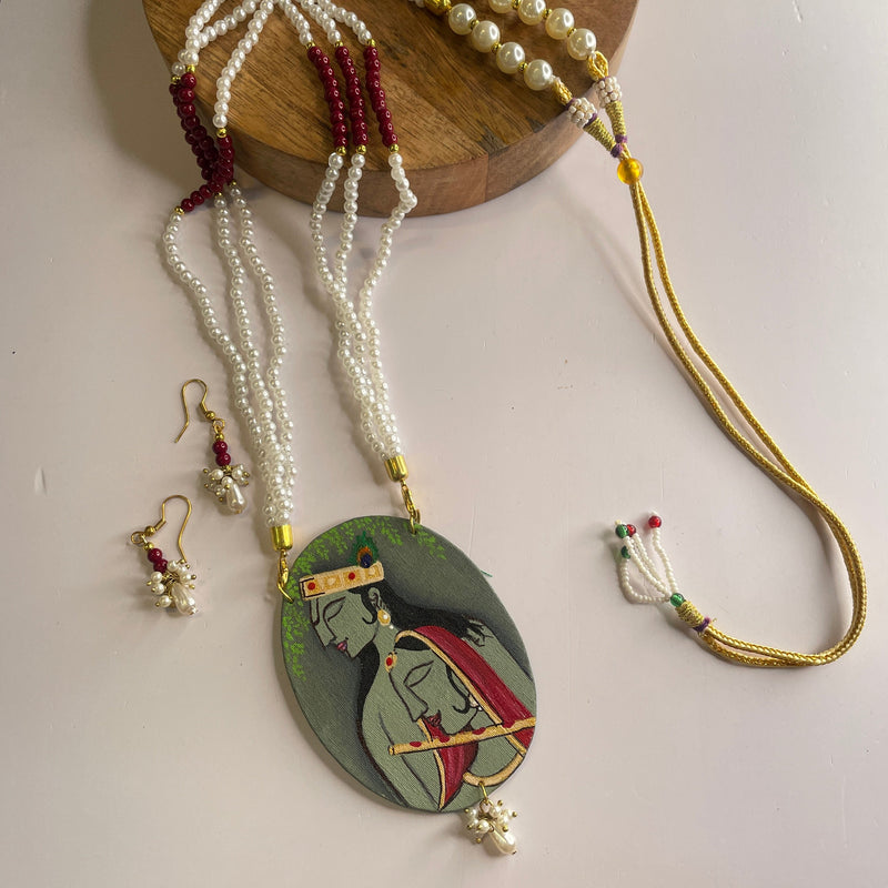 khoj city Brij ke Kanha (Handpainted Necklace) - 055