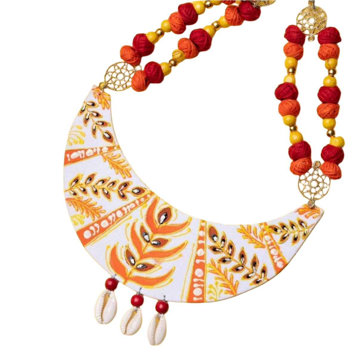 khoj city Crescent Glow Handpainted White (Necklace)