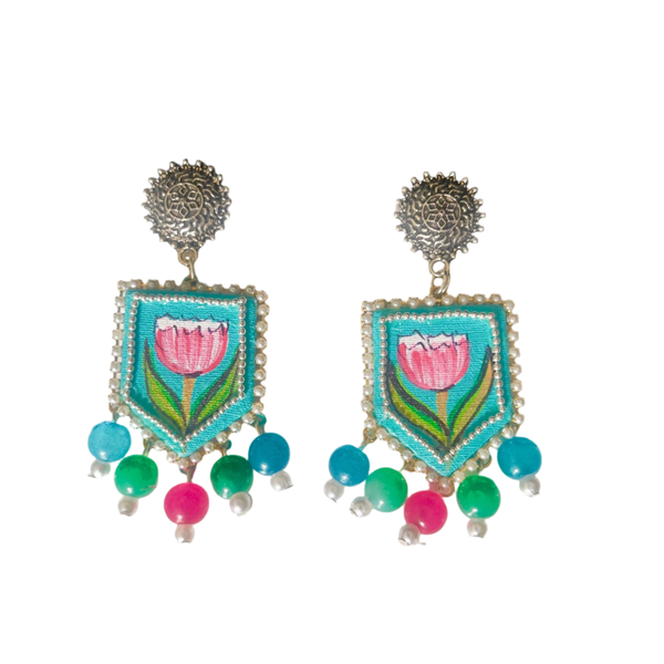 khoj city Dewy Handpainted Blue (Earrings)