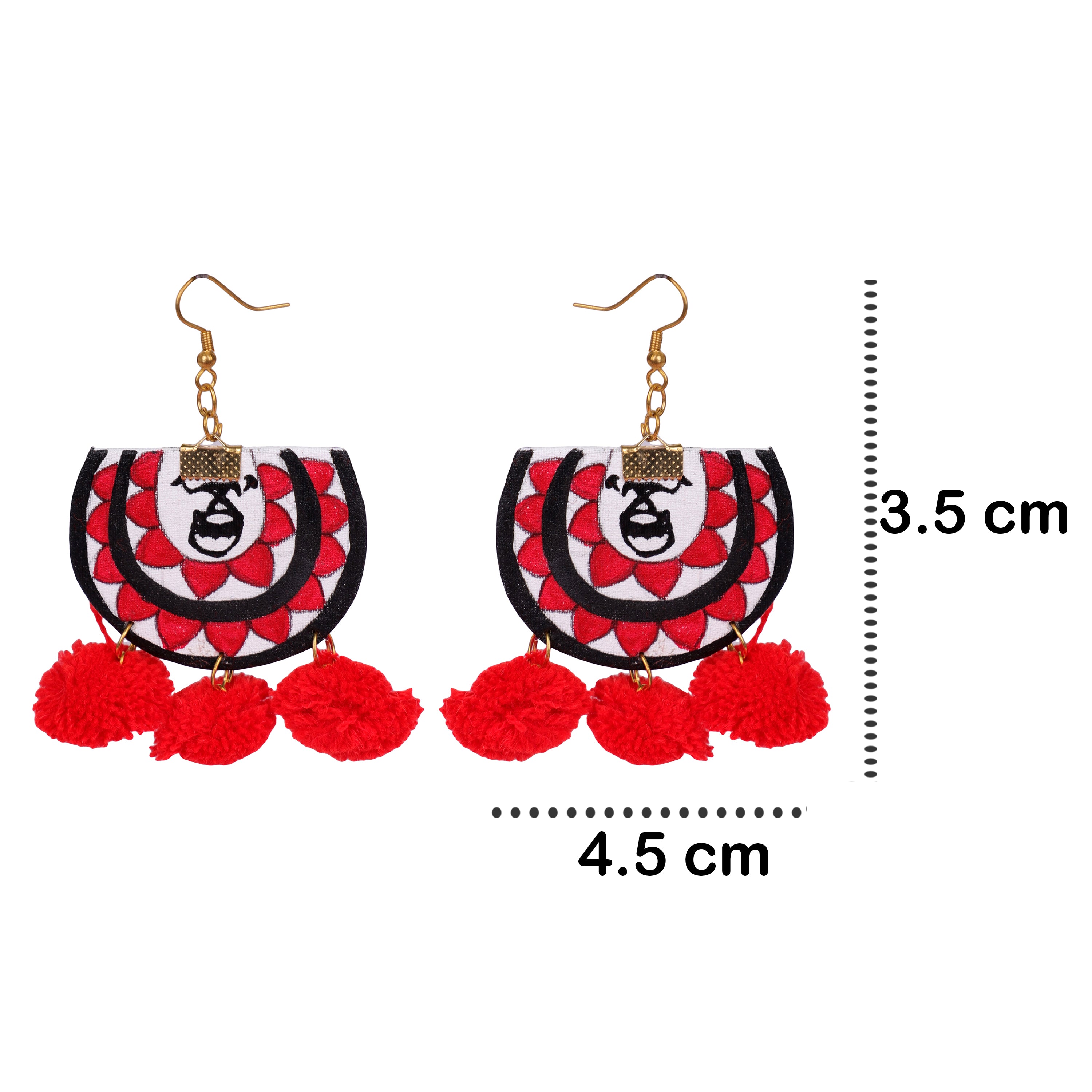 khoj city Dhaaki Red Classic Hand Painted Drop (Earrings) HP-ER-049