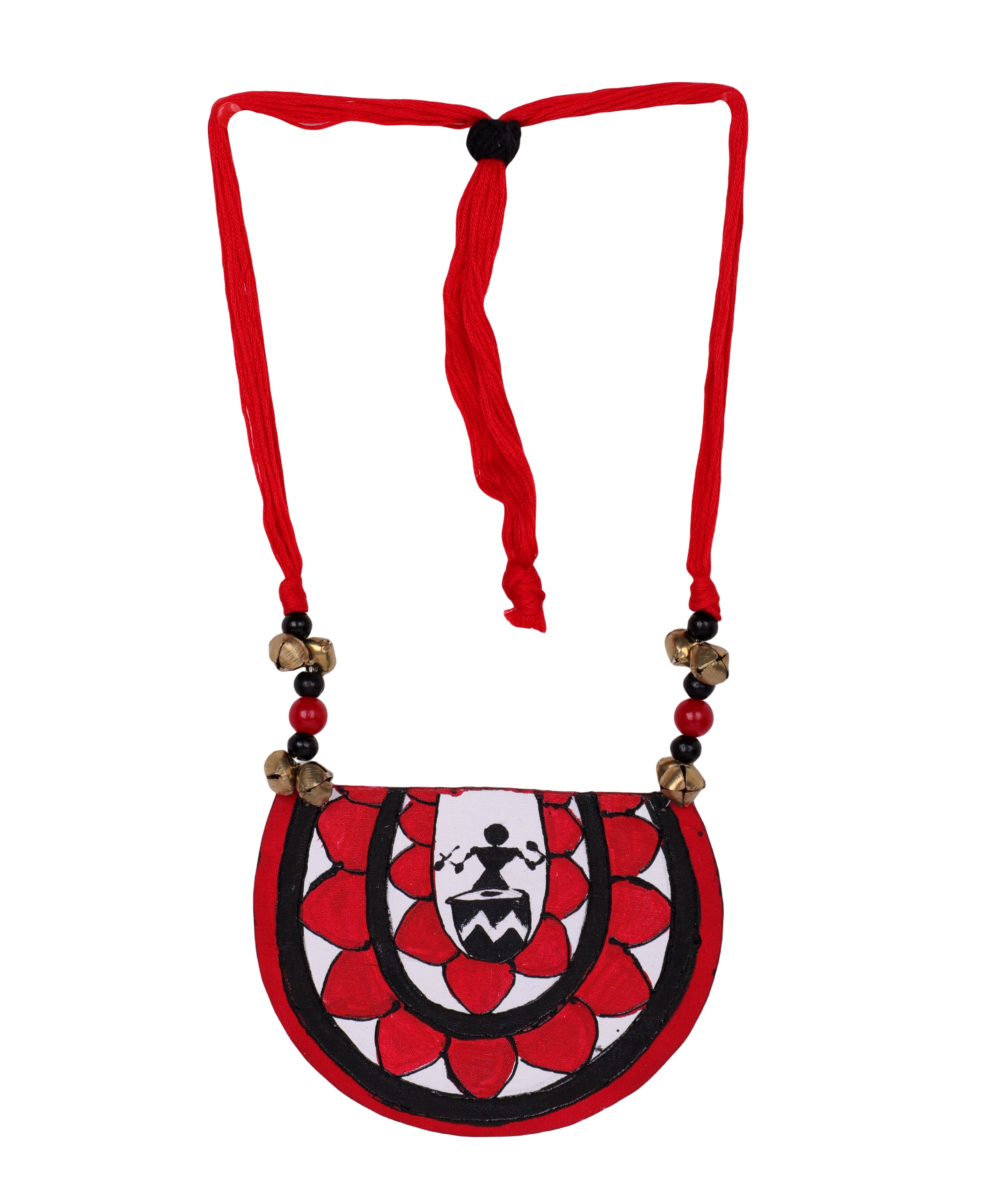 khoj city Dhaaki Red Classic Hand Painted (Necklace set) HP-NP-031