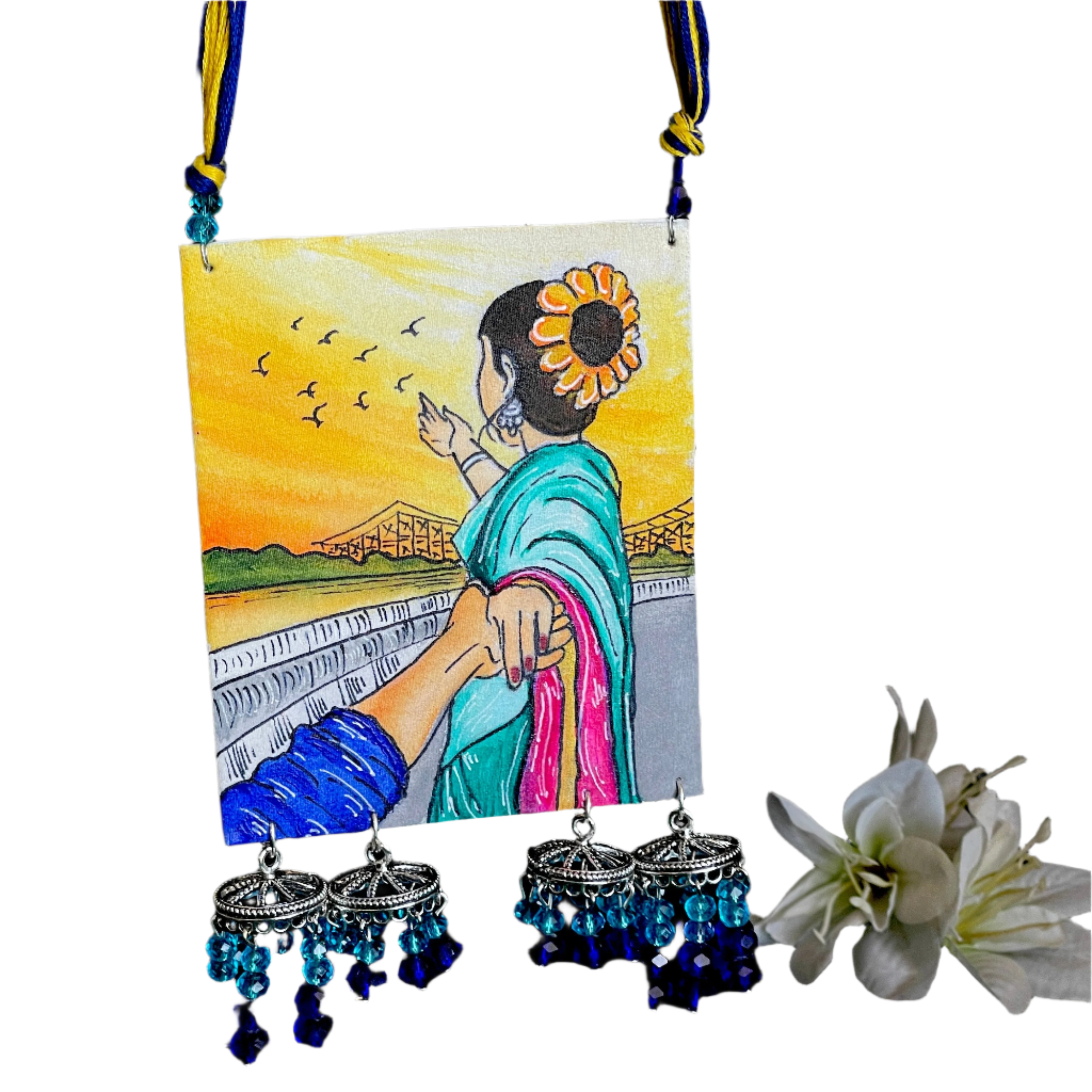 khoj city Dreaming Urban Naari Bohemian Multi Color Hand Painted (Necklace) HP-NP-110