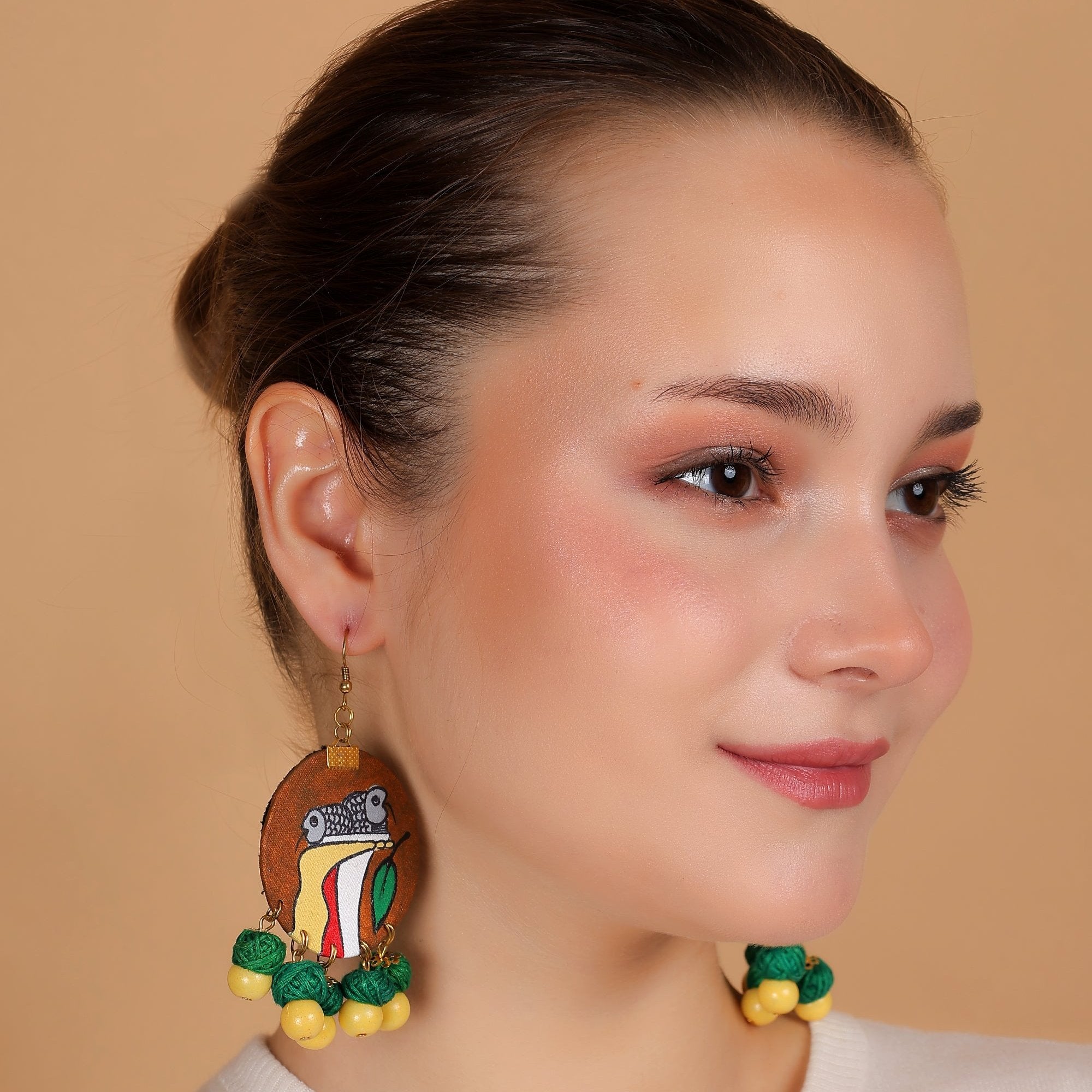 khoj city Eclectic Traditional Multi Color Hand Painted Drop (Earrings) HP-ER-204