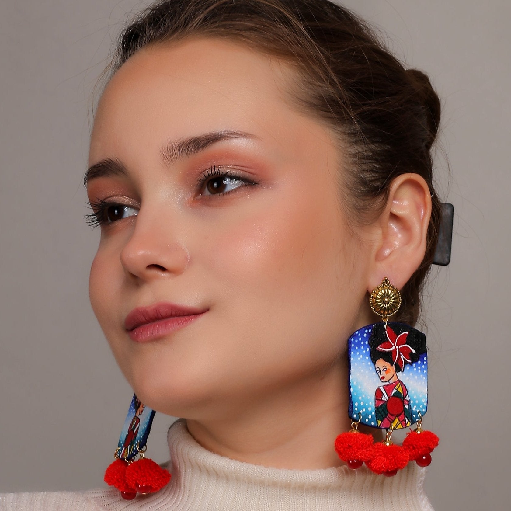 khoj city Galaxy Urban Naari Bohemian Multi Color Hand Painted Drop (Earrings) HP-ER-193