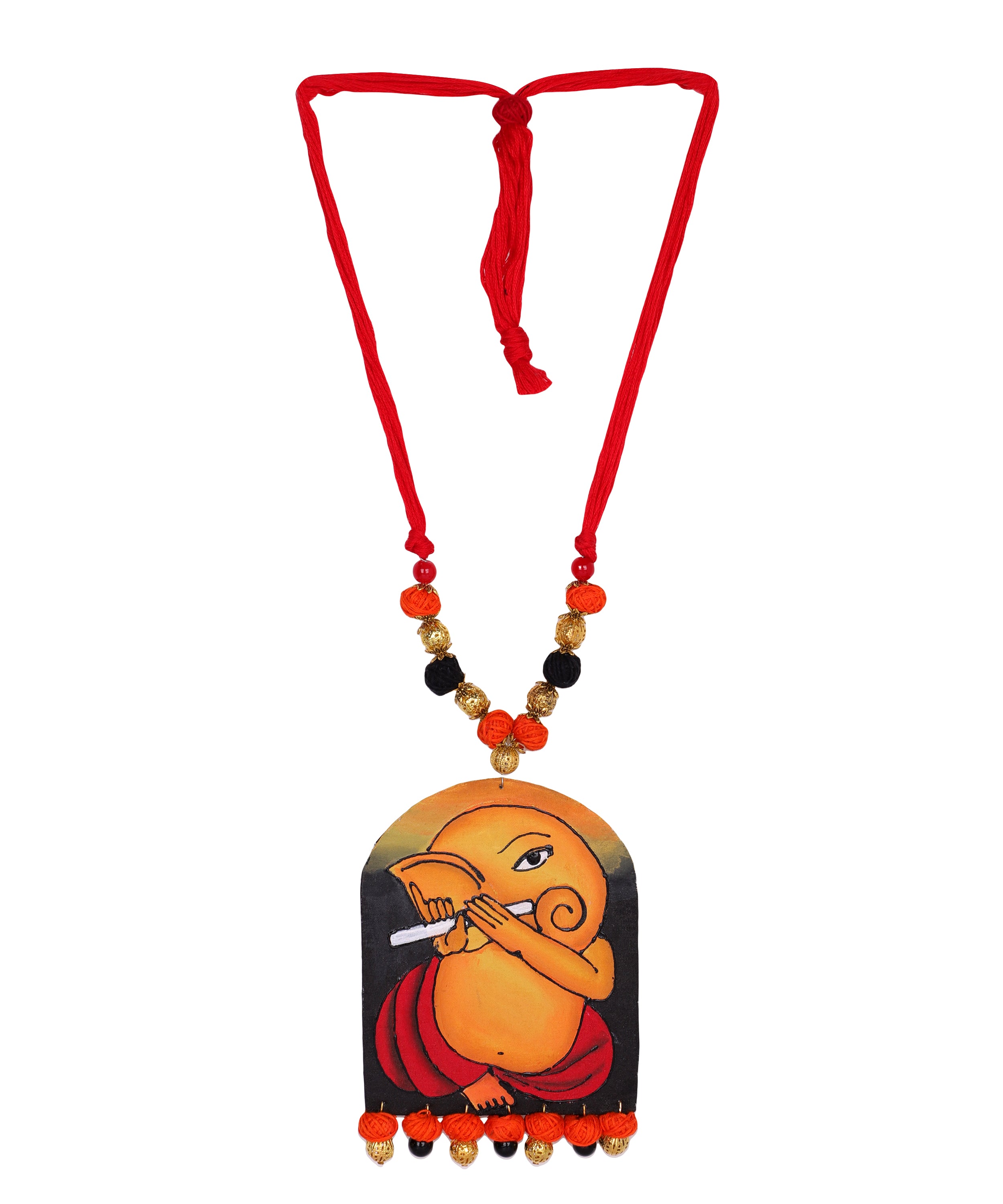 khoj city Ganapati Mumbai cha Ganesha Traditional Multi Color Hand Painted (Necklace) HP-NP-144