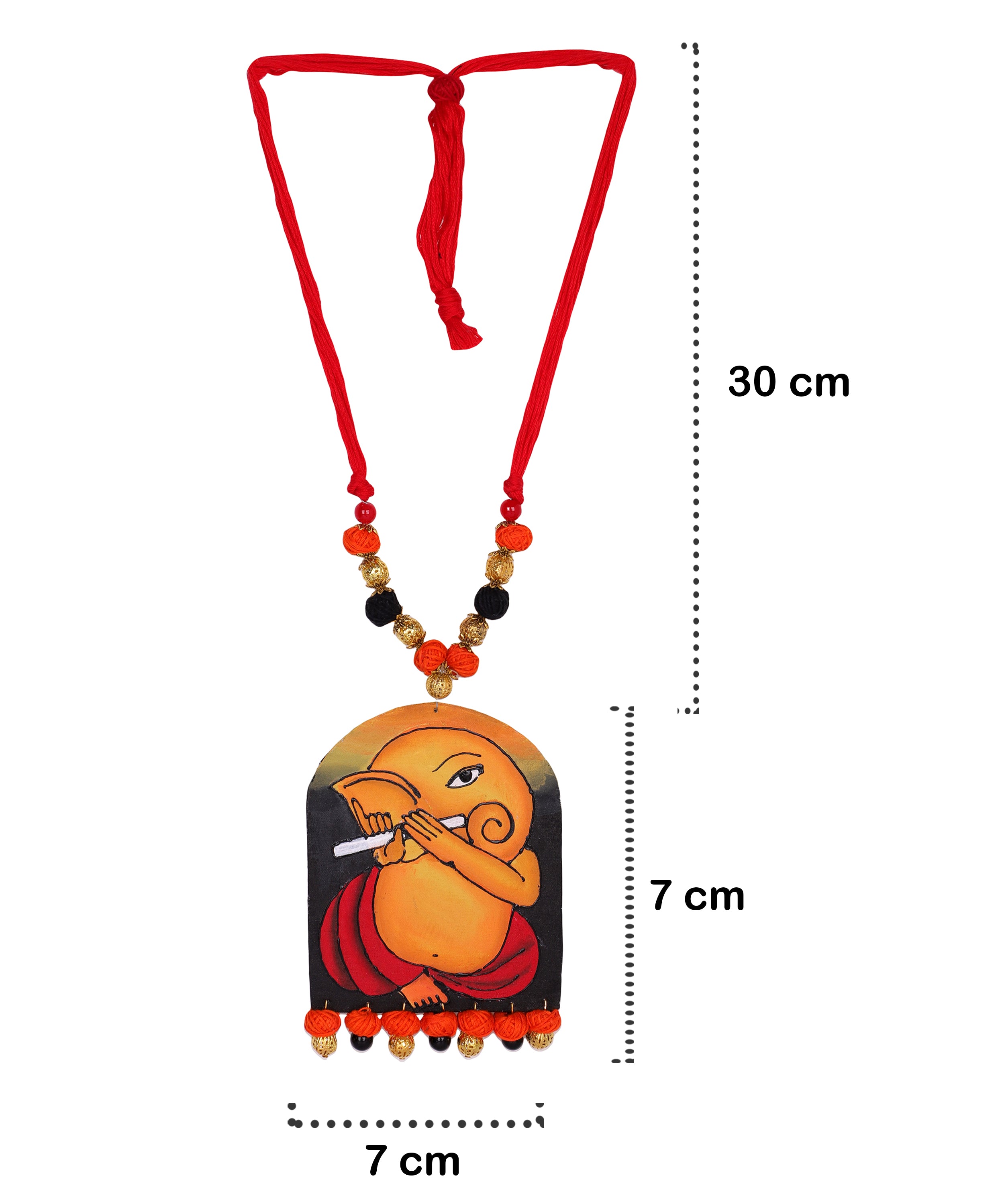 khoj city Ganapati Mumbai cha Ganesha Traditional Multi Color Hand Painted (Necklace Set) HP-NP-