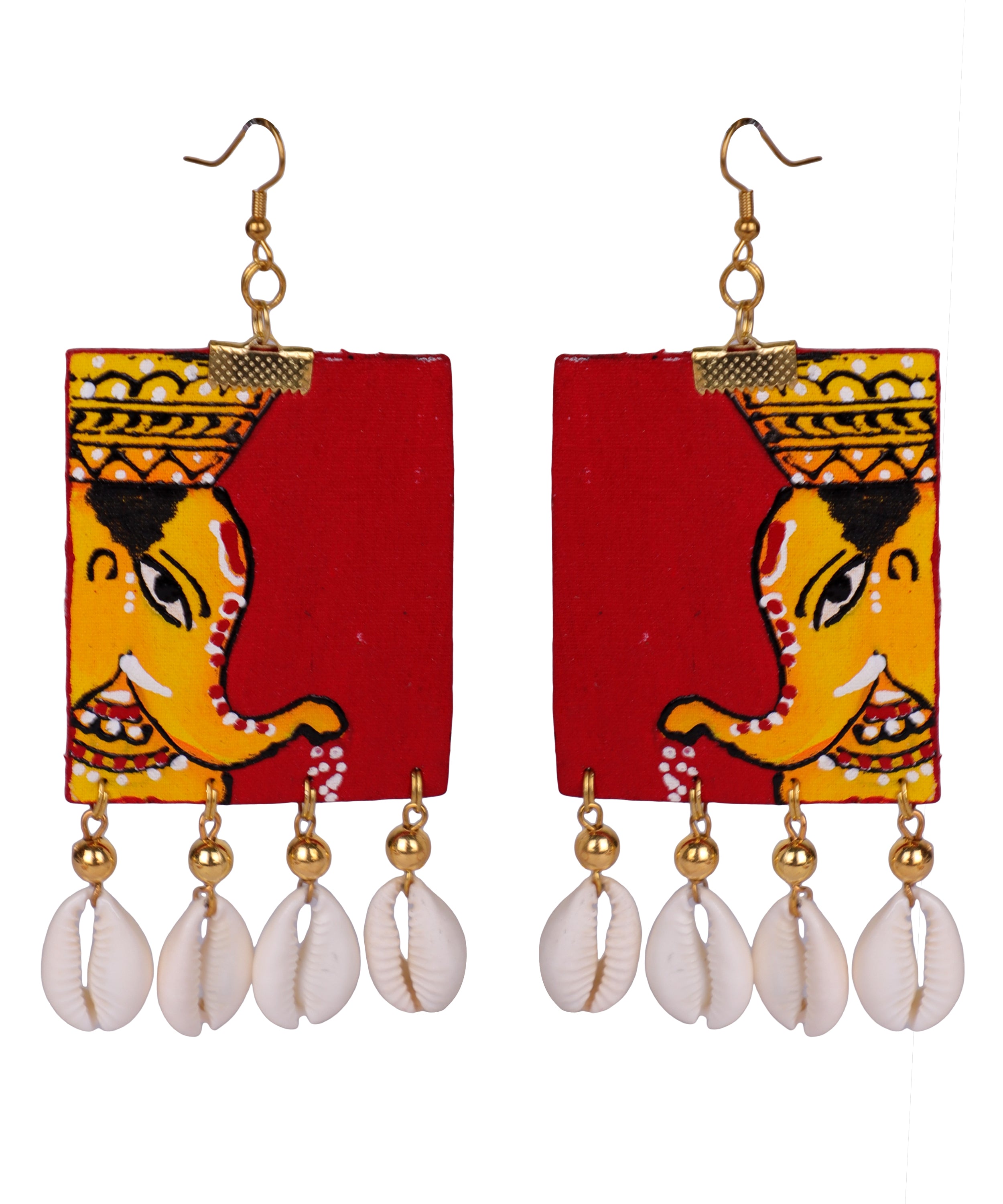 khoj city Ganarajya Mumbai cha Ganesha Traditional Multi Color Hand Painted Drop (Earrings) HP-ER-138