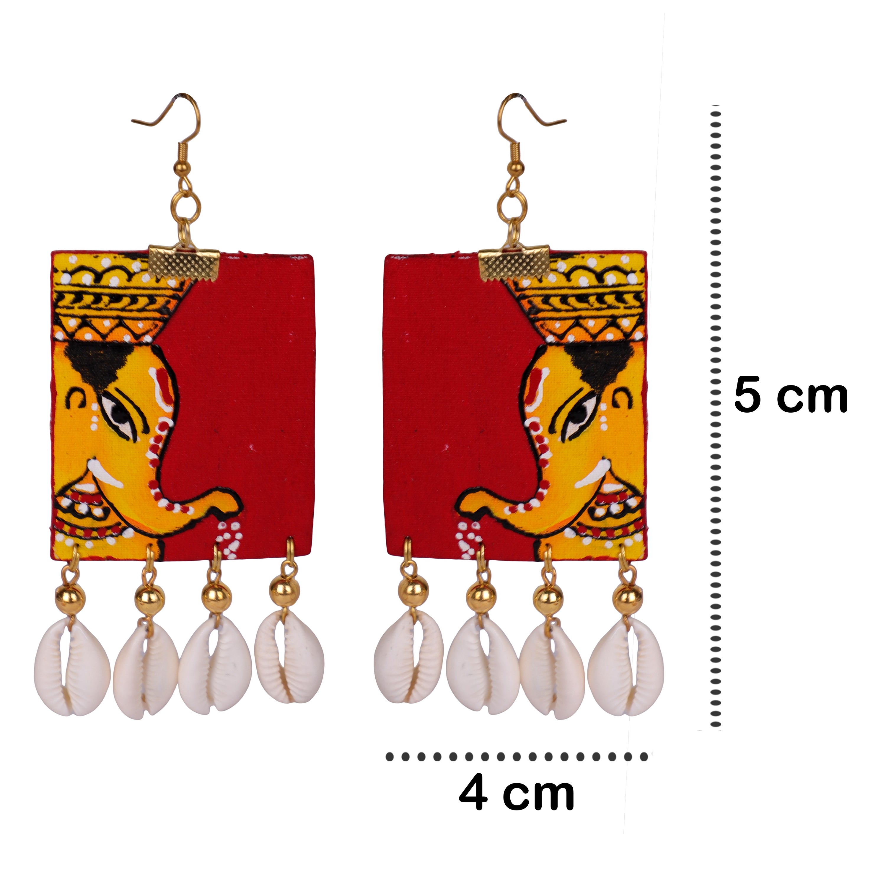 khoj city Ganarajya Mumbai cha Ganesha Traditional Multi Color Hand Painted Drop (Earrings) HP-ER-138