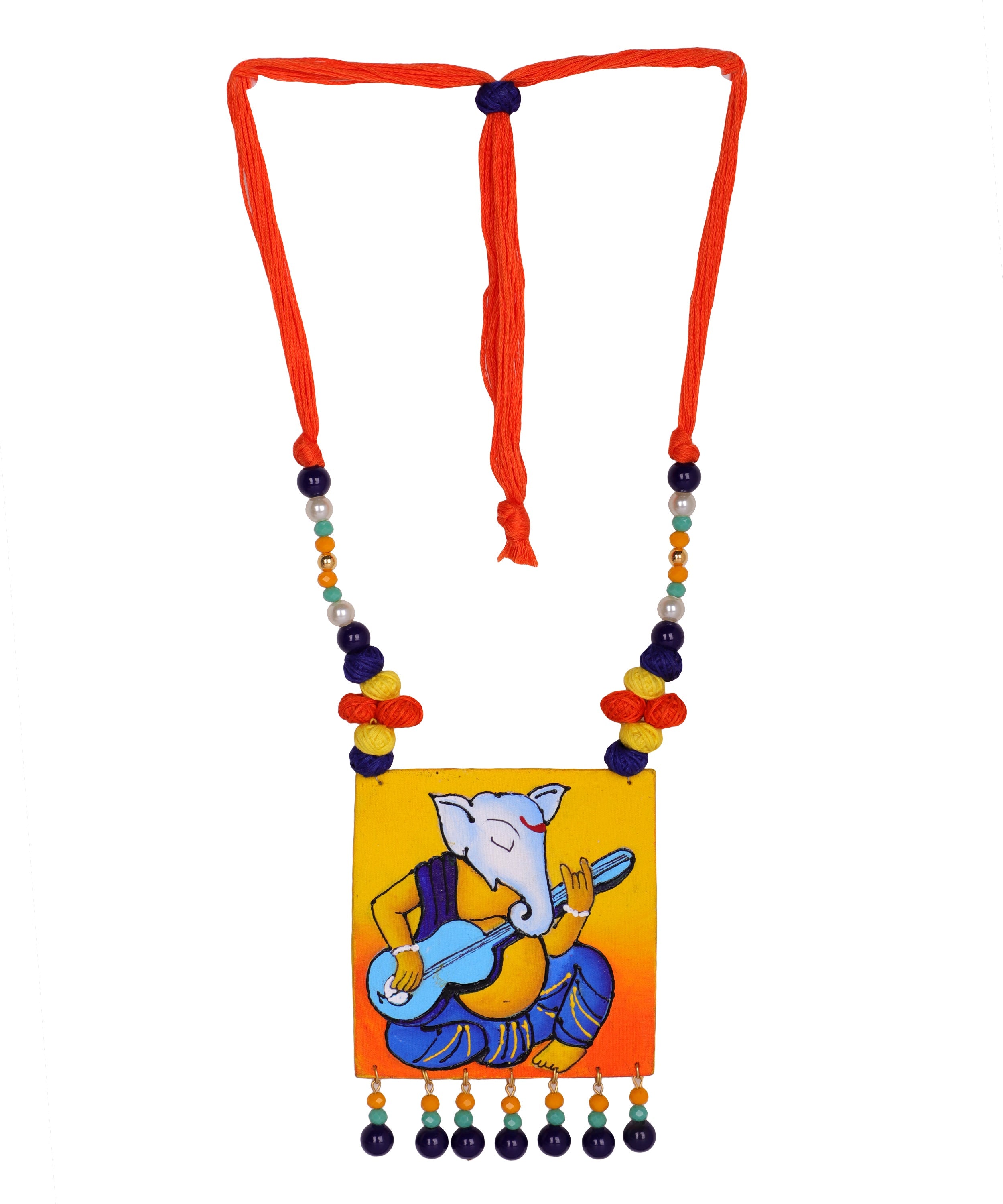 khoj city Geet Mumbai cha Ganesha Traditional Multi Color Hand Painted (Necklace) HP-NP-145