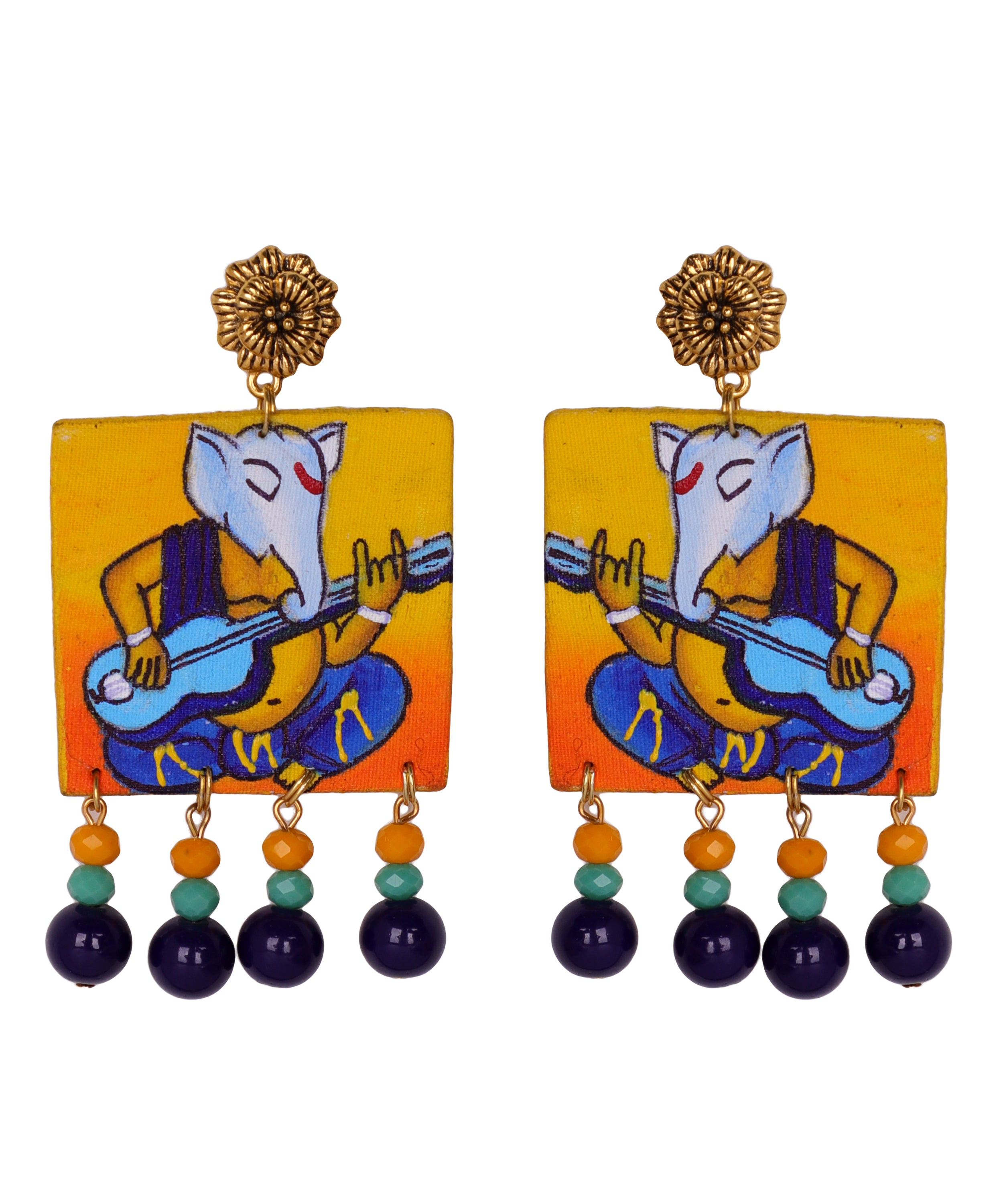 khoj city Geet Mumbai cha Ganesha Traditional Multi Color Hand Painted (Necklace Set) HP-NP-