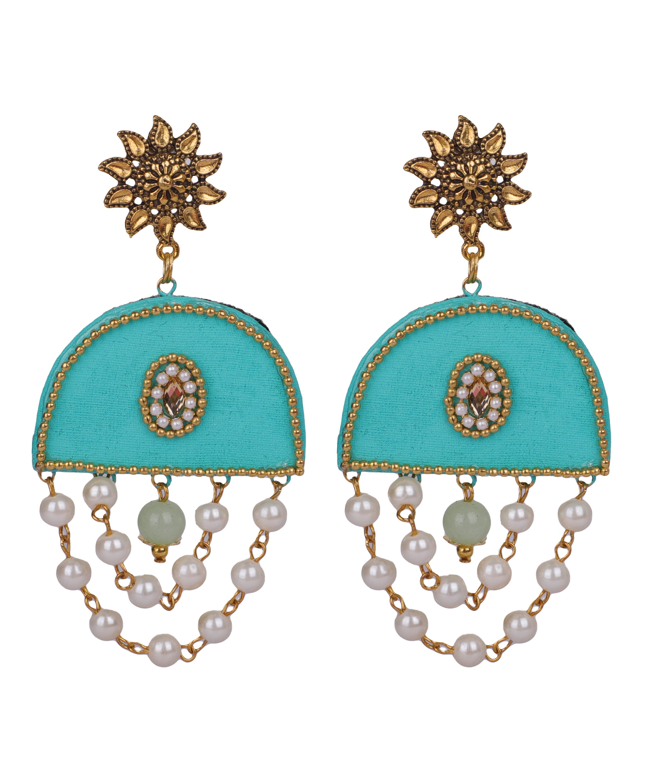 khoj city Green Dome Traditional Multi Color Handmade Drop (Earrings) HM-ER-050