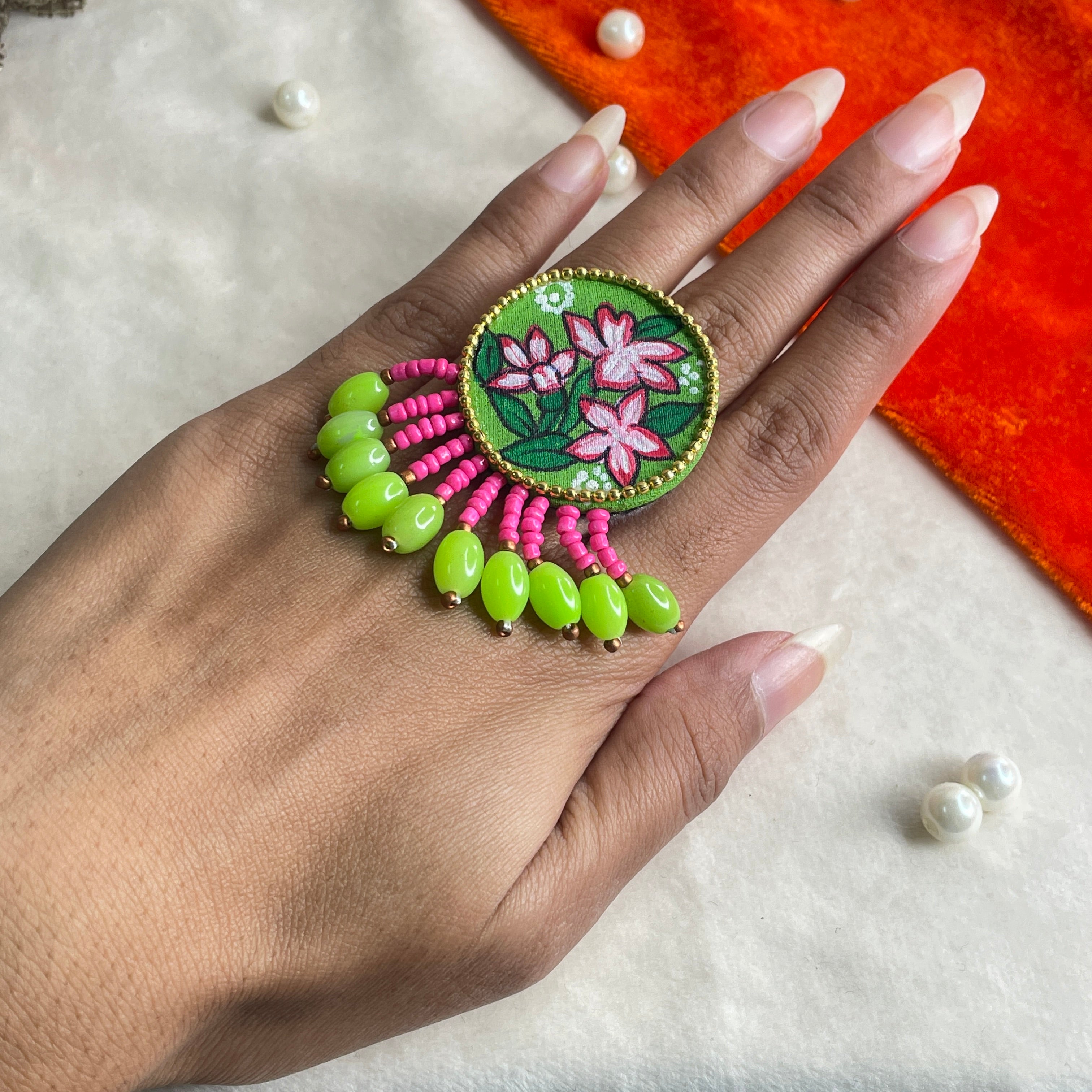 khoj city Handpainted Jewellery (Ring) Code - 007