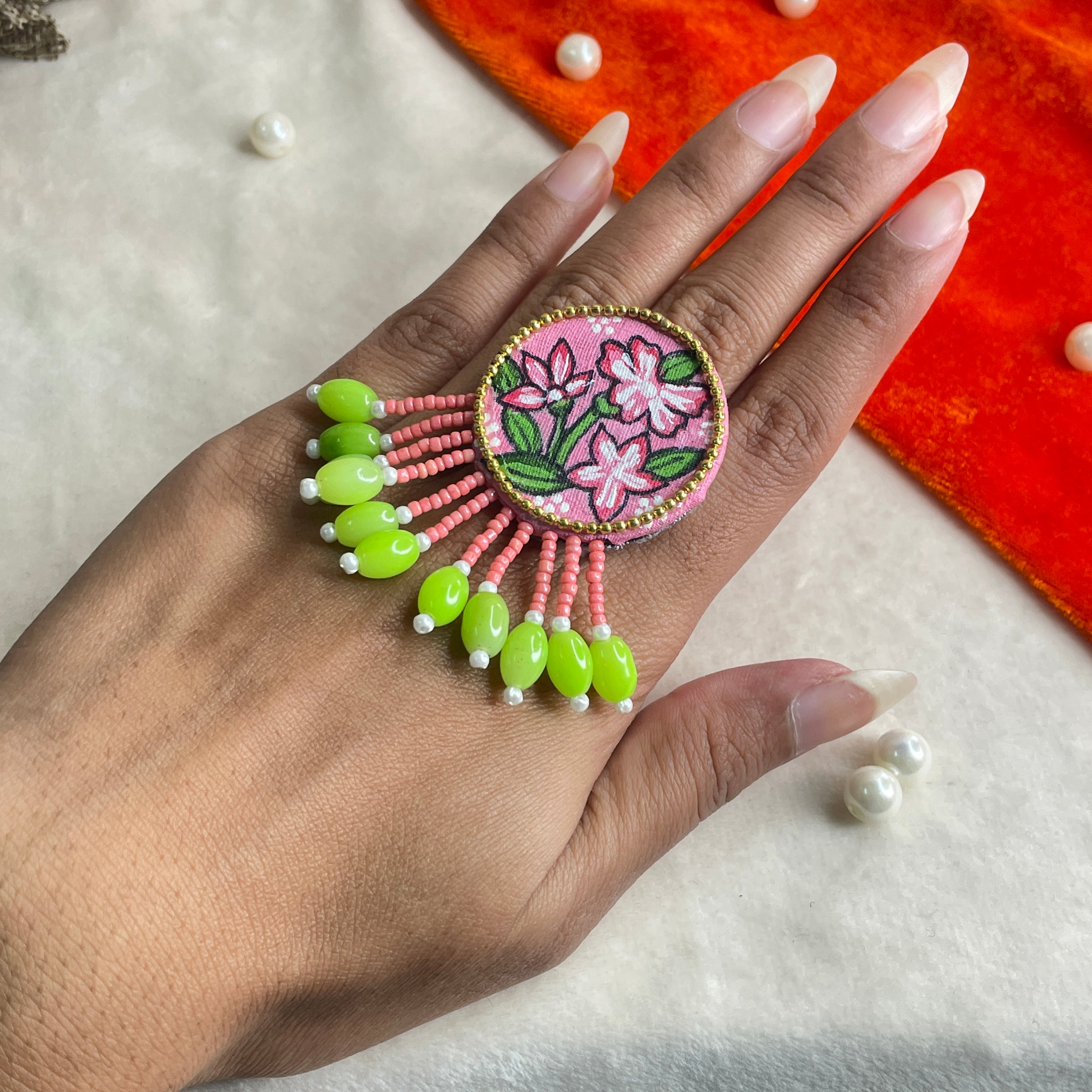 khoj city Handpainted Jewellery (Ring) Code - 008